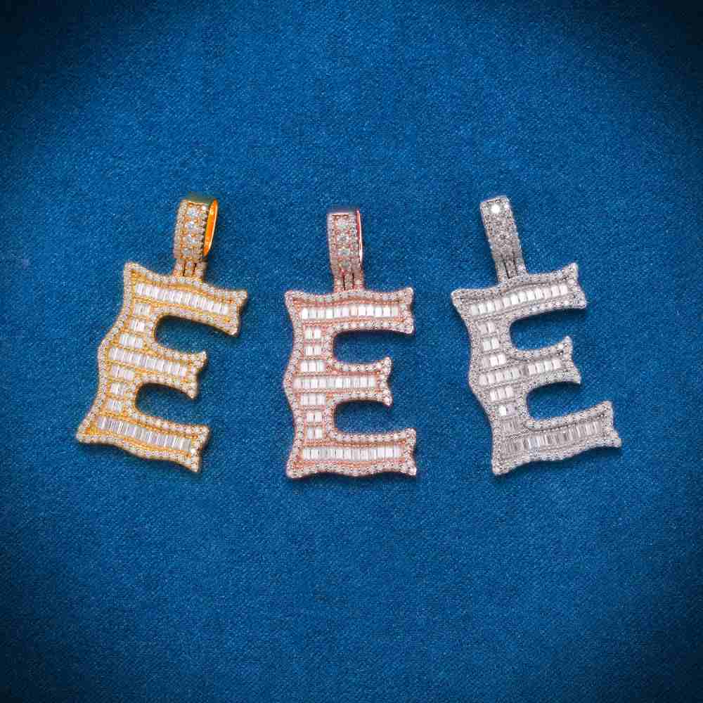 Moissanite Baguette Letter E Pendant、mySite、hinf8tx79