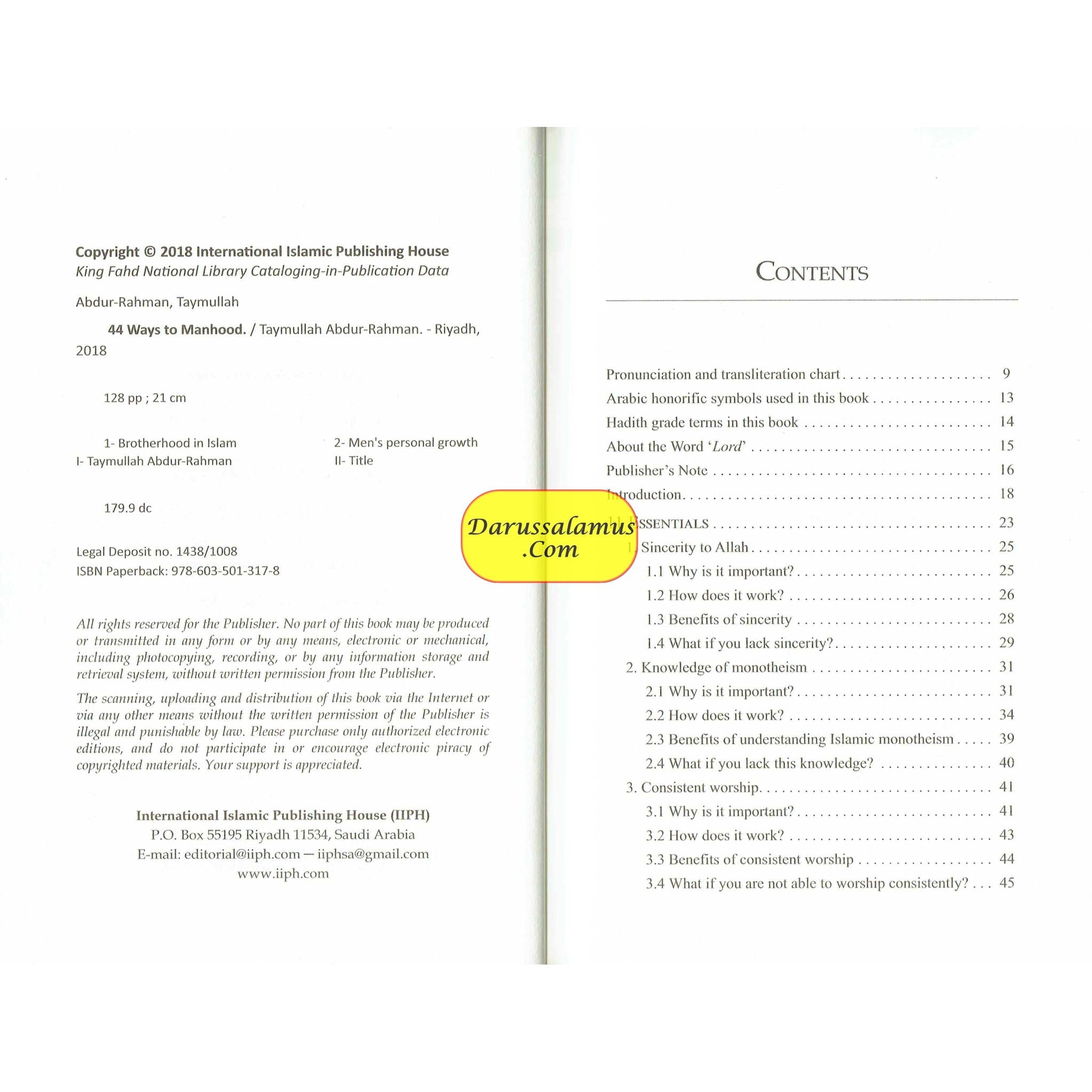 44 Ways to Manhood: Breaking old habits and building new personalities based on Quran and Sunnah By Taymullah Abdur-Rahman、mySite、topwebapps