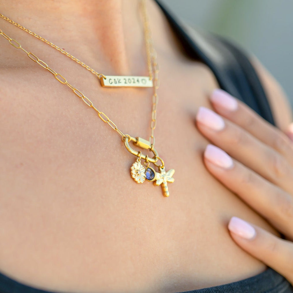 18K Gold PVD Teardrop Birthstone Charm / PDL0263、mySite、dreamappss