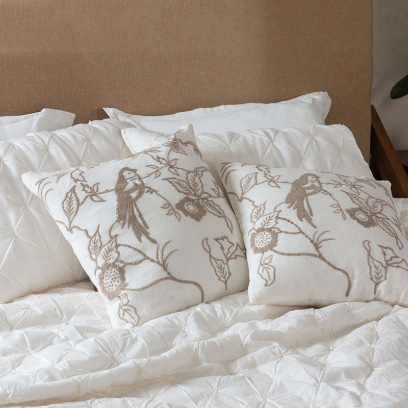 Linen Whispering Wings Cushion Cover | Ivory | 45 x 45 cm、mySite、camillekostekn