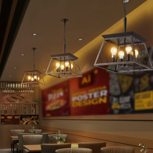 4-Light Farmhouse Chandeliers For Dining Room Black(No Bulbs)NEW SKU:W1340P206636、、eastwooduniform