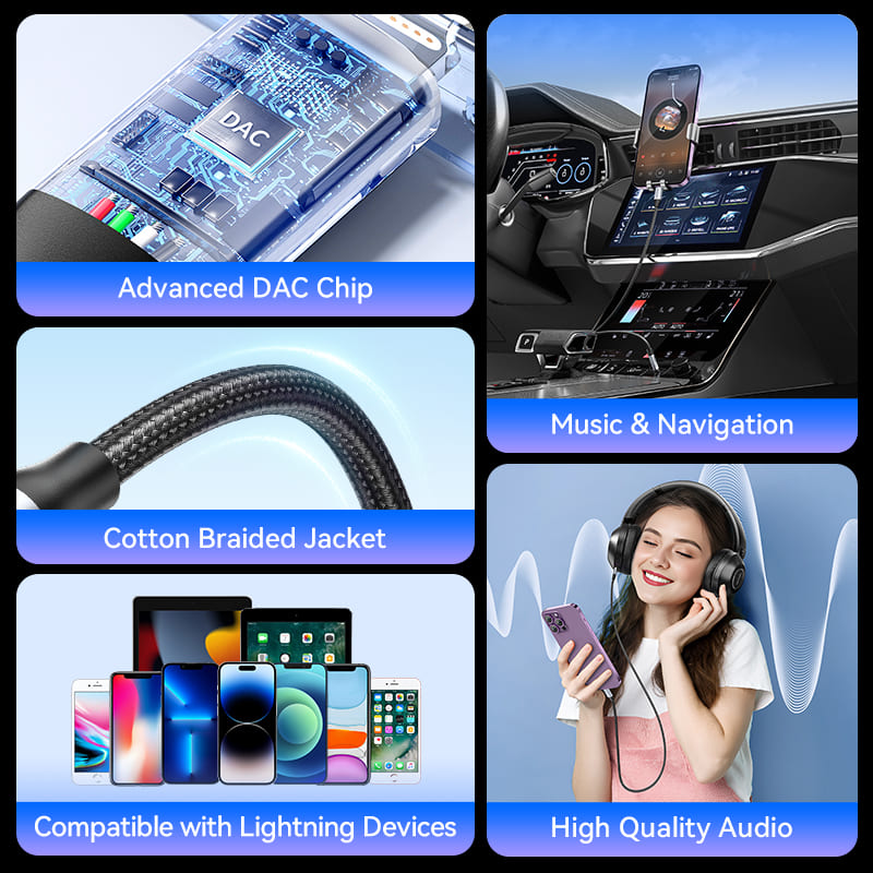 Vention Cotton Braided Lightning Male to 3.5MM Male Cable Aluminum Alloy Type、mySite、fannypackpong