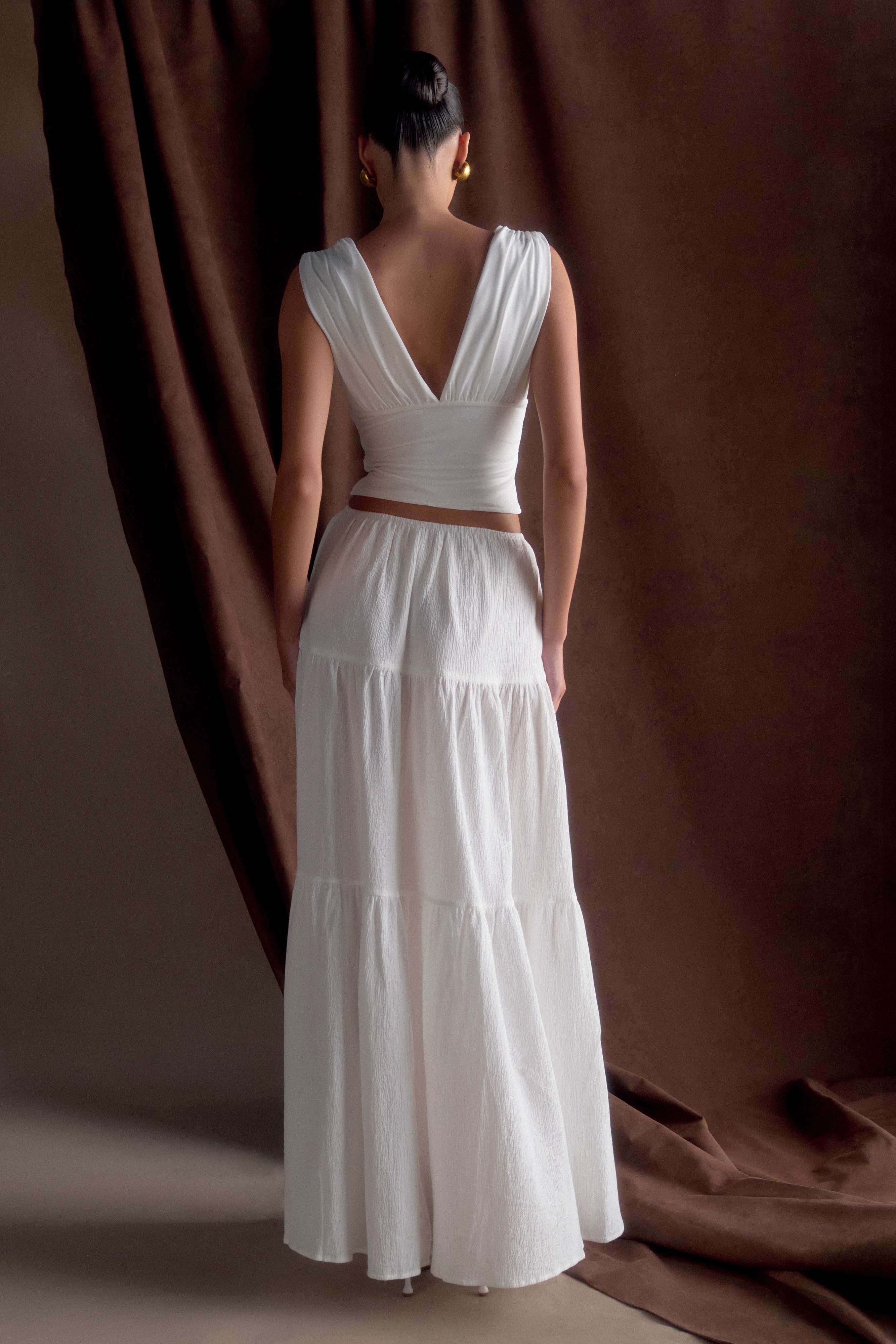 Jacinda Cotton Maxi Skirt - White、mySite、solidvoid