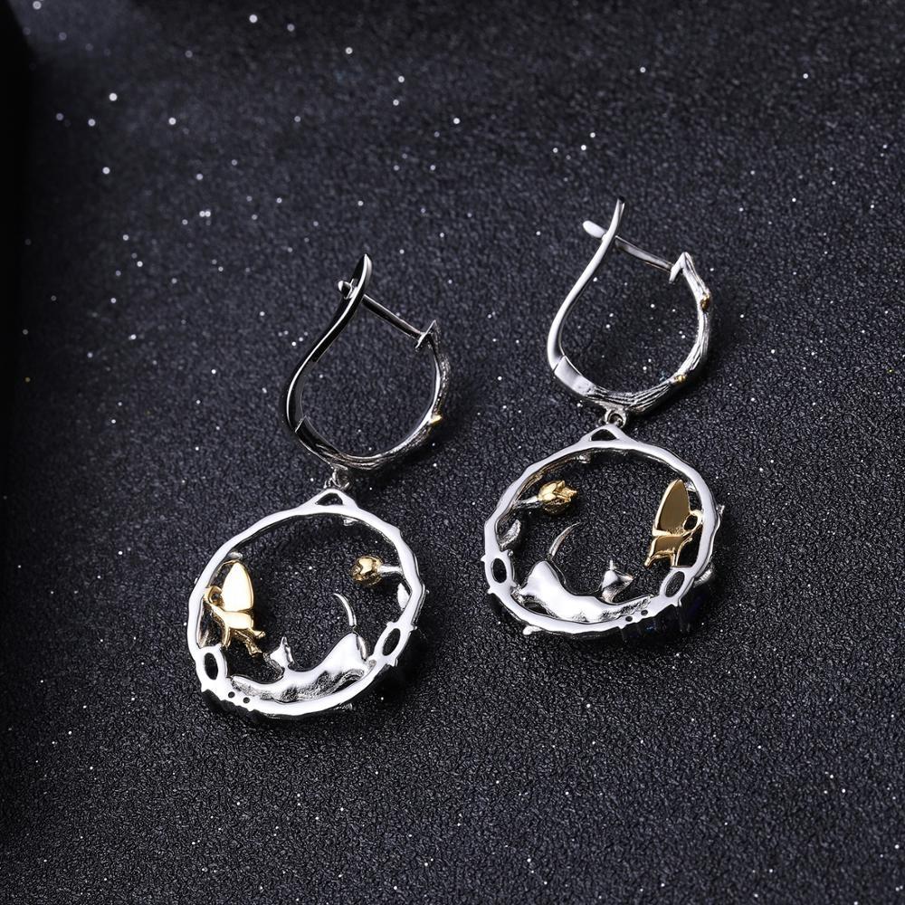 Cat and Butterfly Fine Sterling Silver Jewelry, Genuine Gemstone-Necklace, Earrings, Ring or SET、mySite、g9winljtr