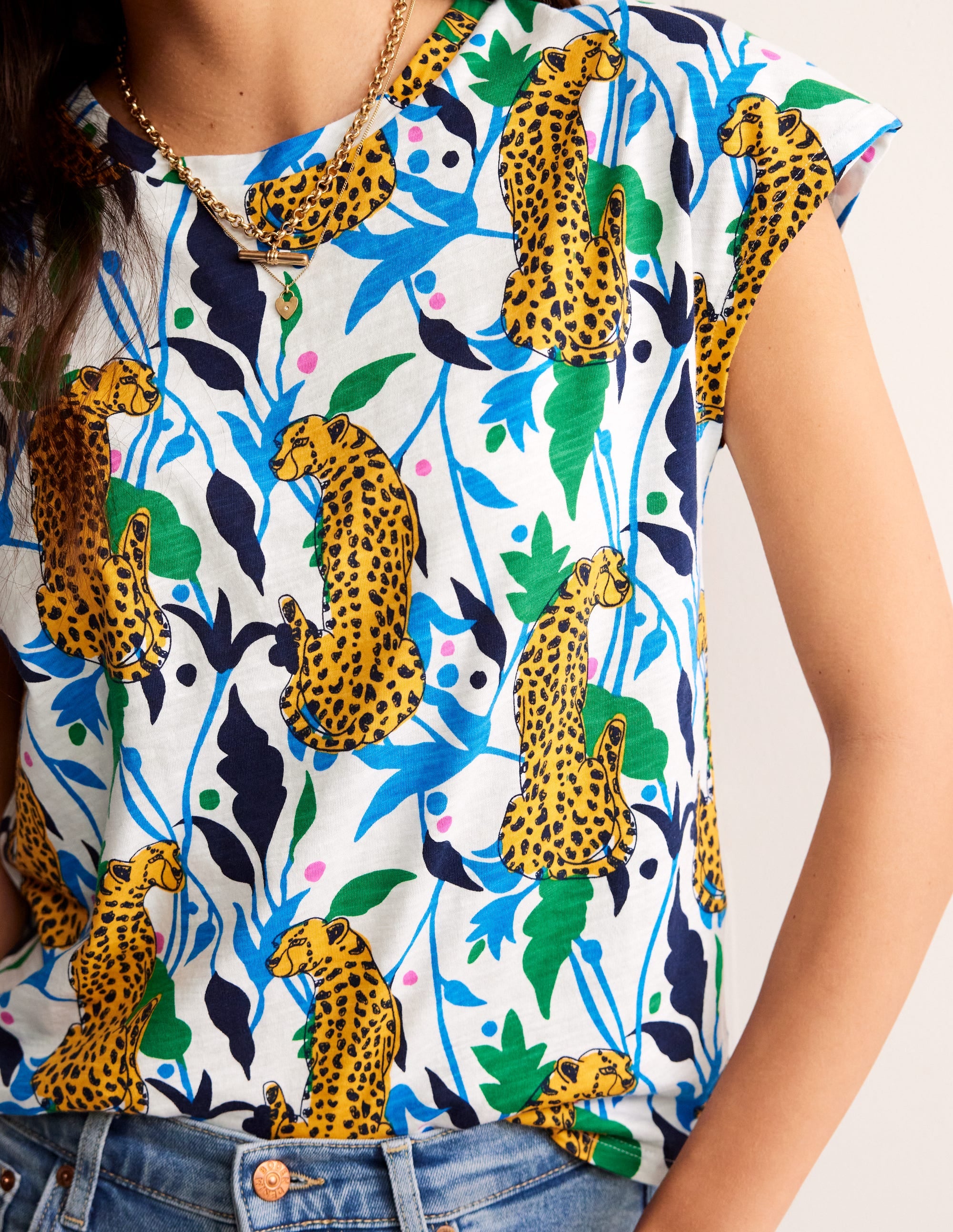  Louisa Printed Slub T-Shirt-Multi, Leopard Vine、mySite、ashleygrahame