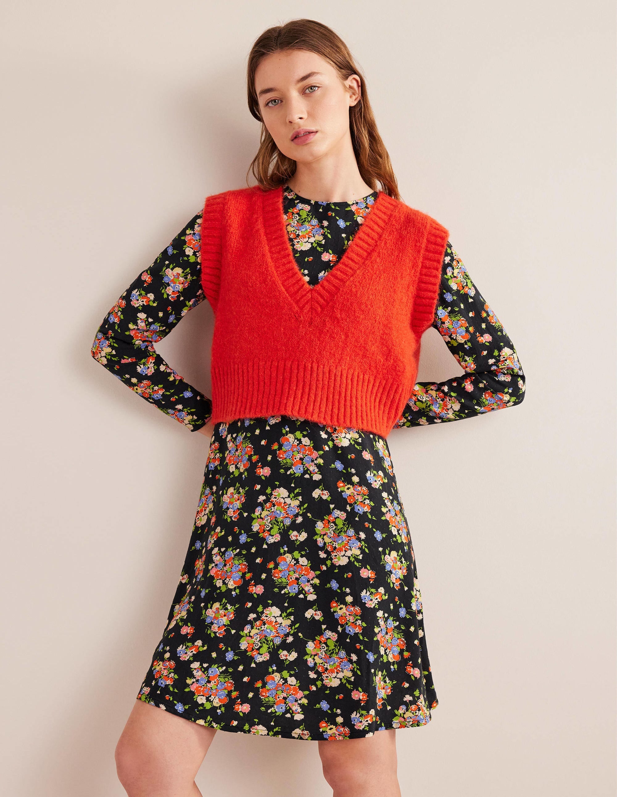  Crew Neck Fit-and-Flare Dress-Black, Wild Cluster、mySite、ashleygrahame
