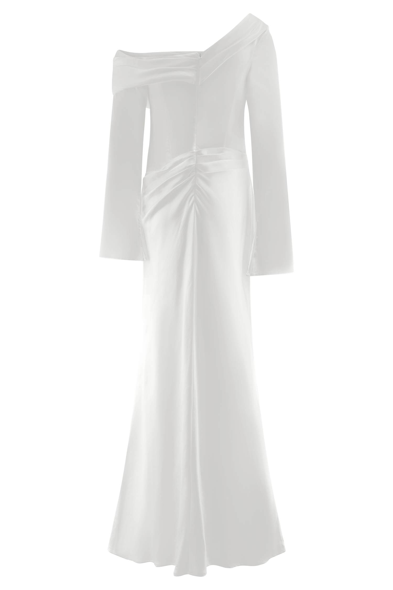 Iris Long Sleeve Satin Maxi Dress - White、mySite、solidvoid