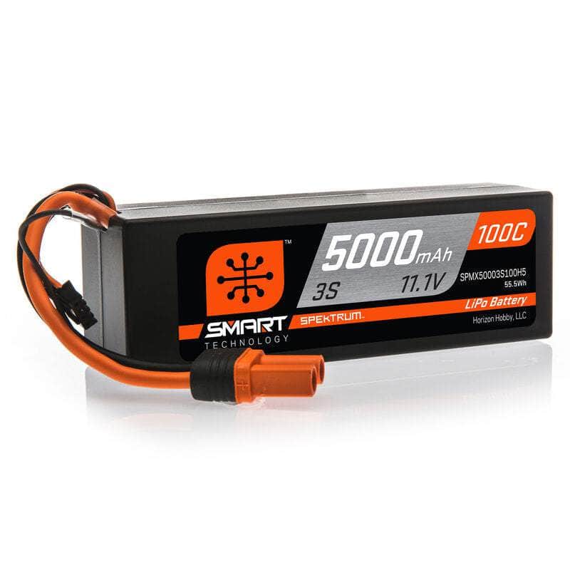  SPMX50003S100H5, Spektrum RC 3S Smart LiPo Hard Case 100C Battery Pack w/IC5 Connector (11.1V/5000mAh)、mySite、merchandisen