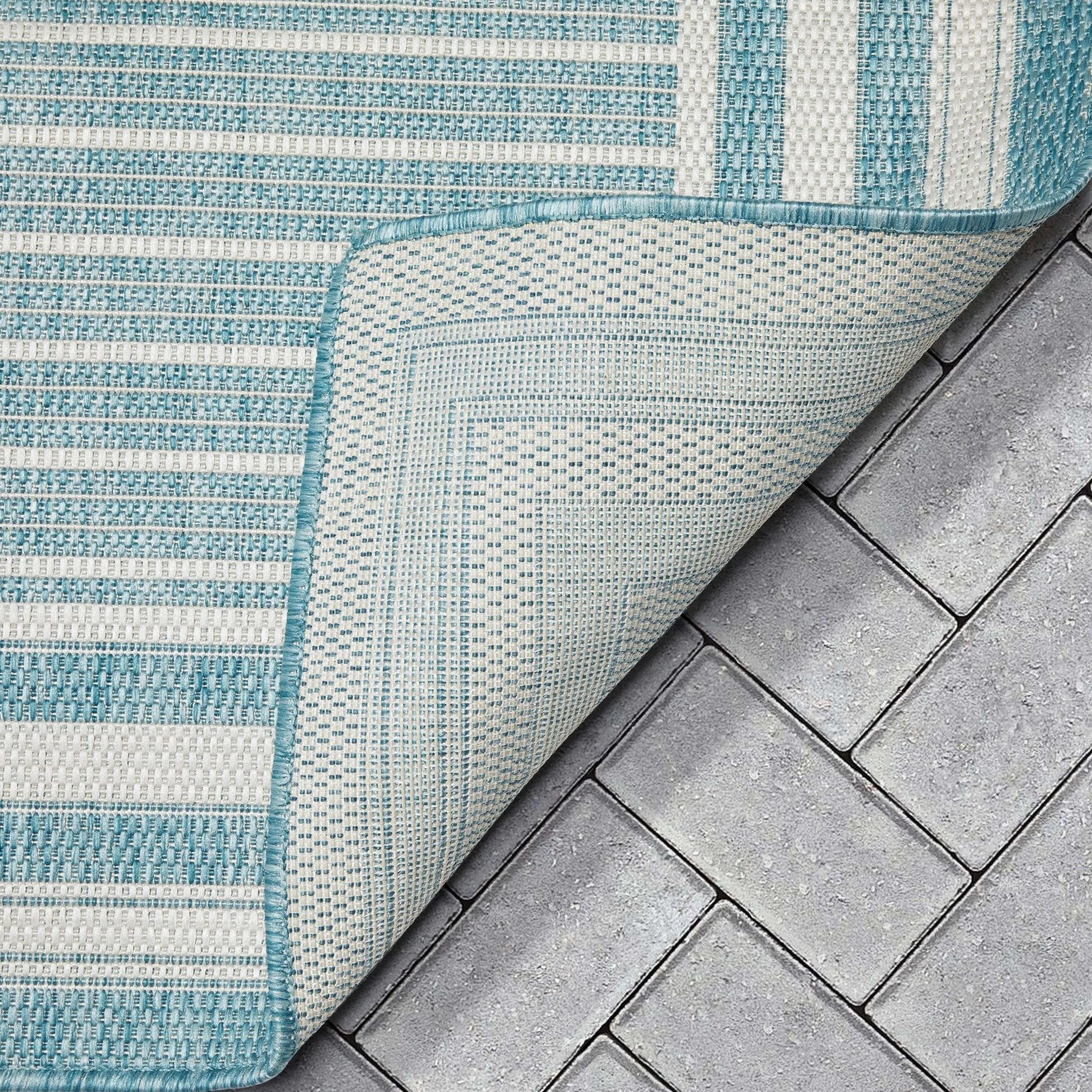 Frankie Modern Stripes Indoor/Outdoor Blue Textured Rug、mySite、gigharbornorthrealestate