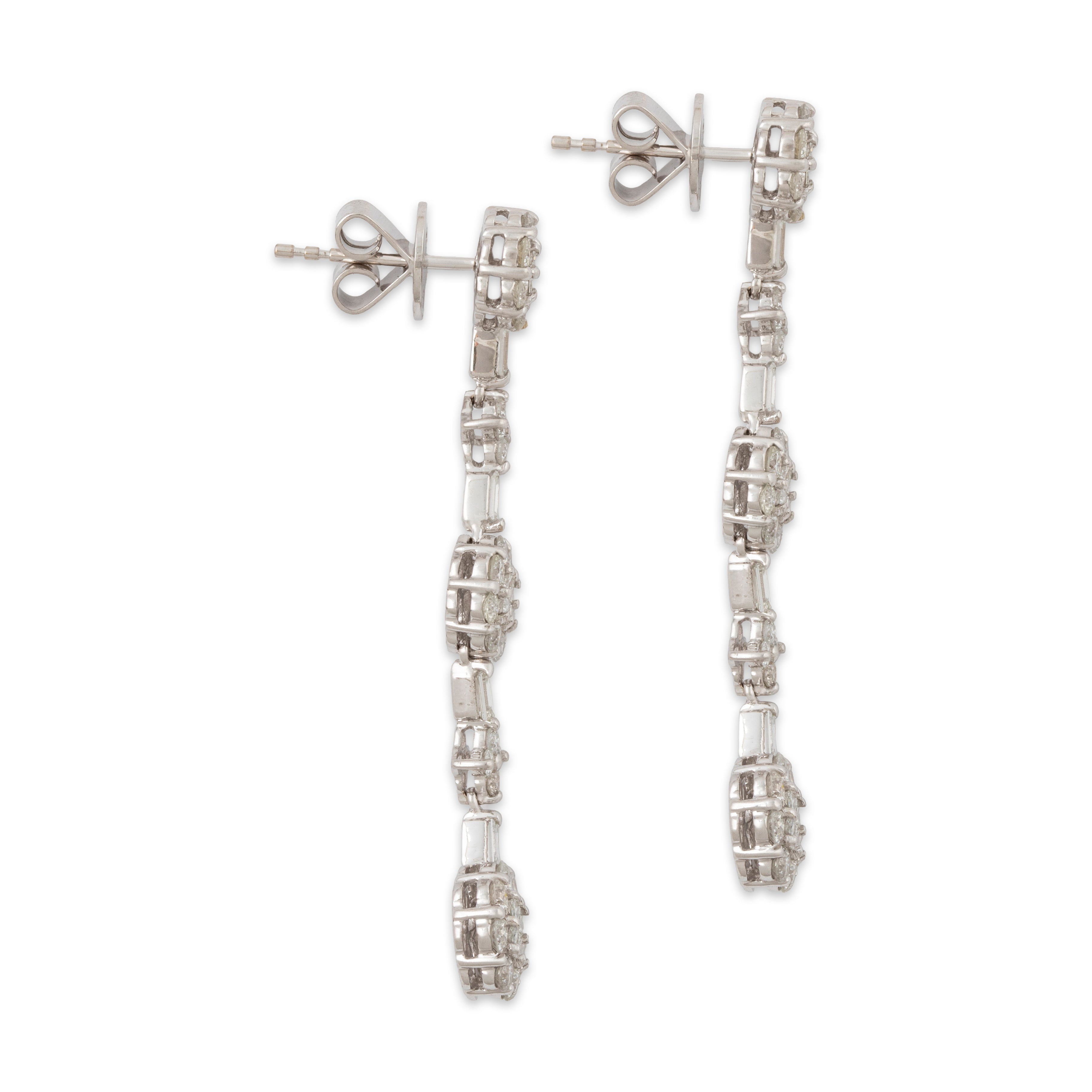 Vintage 18k White Gold 2.7cttw Diamond Dazzling Floriform Earrings、mySite、hinf8tx79