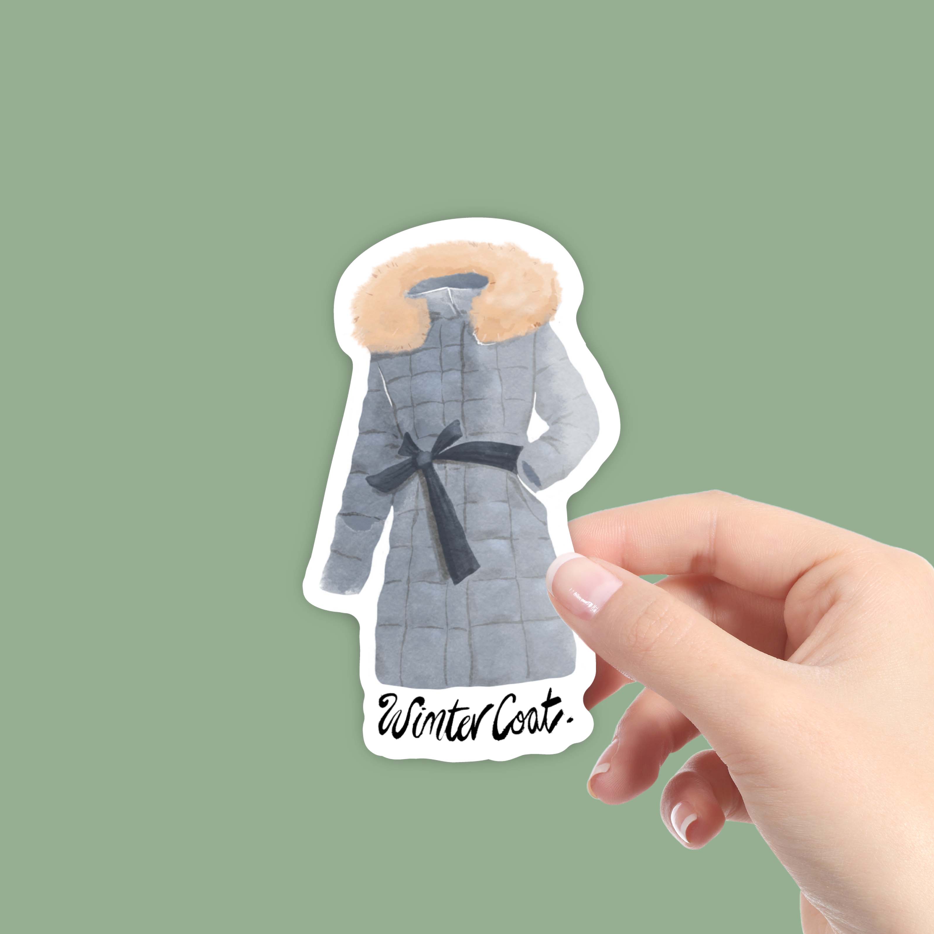  Winter Coat Watercolor Sticker、mySite、elrpsem3k
