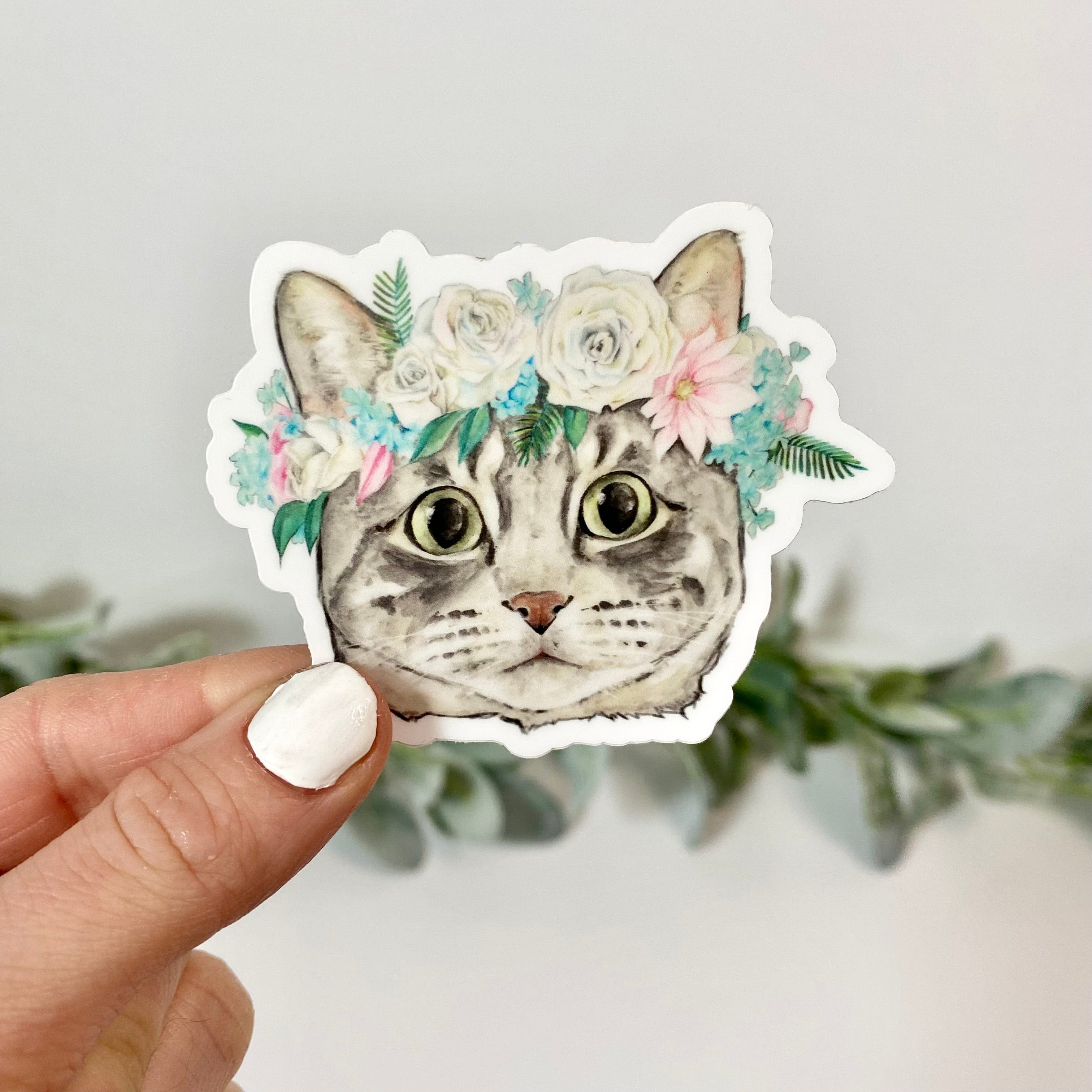  Cat With Flower Crown Sticker、mySite、elrpsem3k