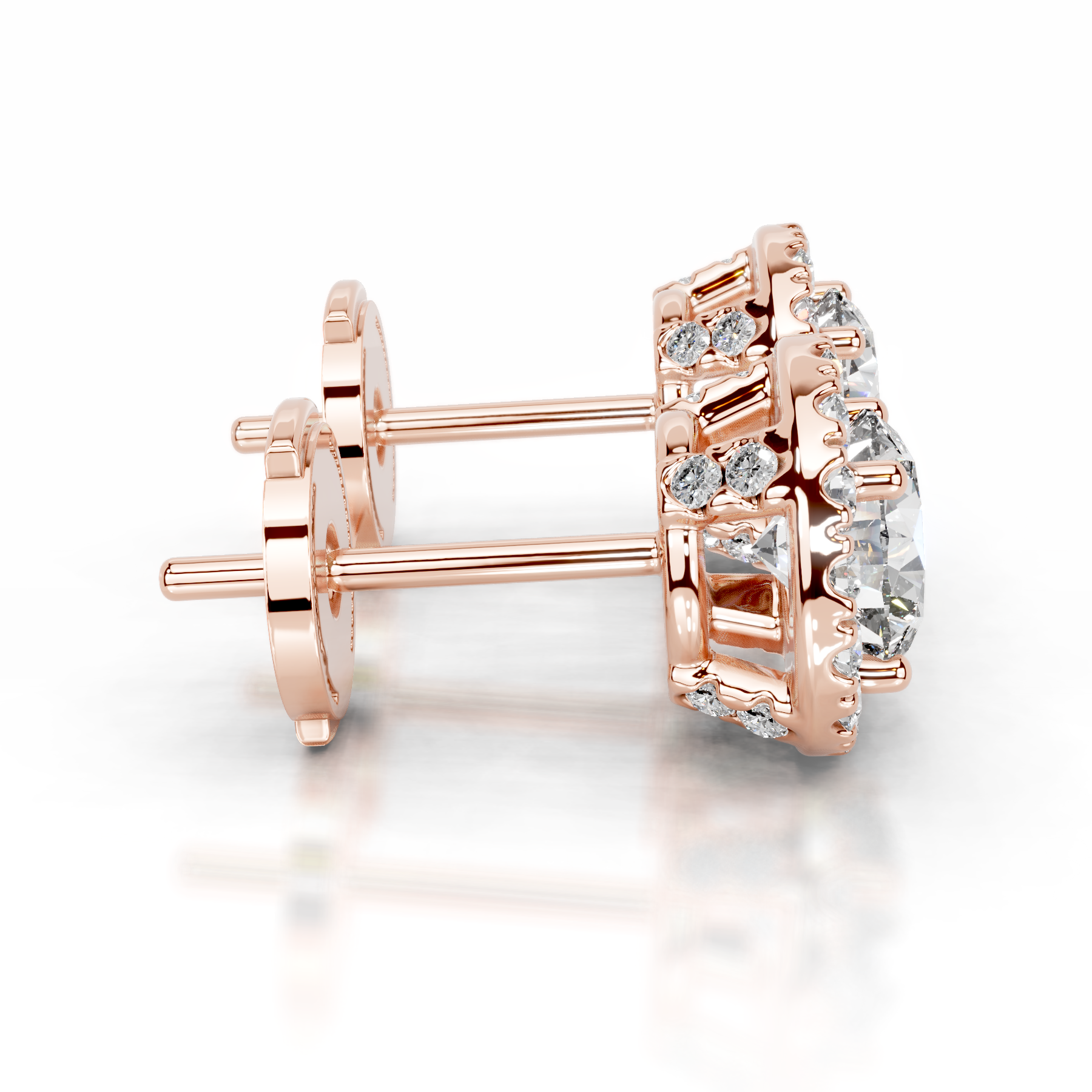 Isla Lab Grown Diamond Halo Earrings (5 Carat) -14K Rose Gold、mySite、hinf8tx79