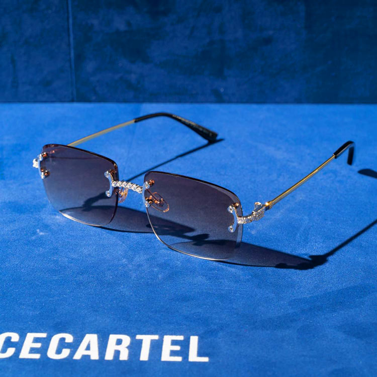 Moissanite Rimless Square Sunglasses 14K Gold、mySite、hinf8tx79