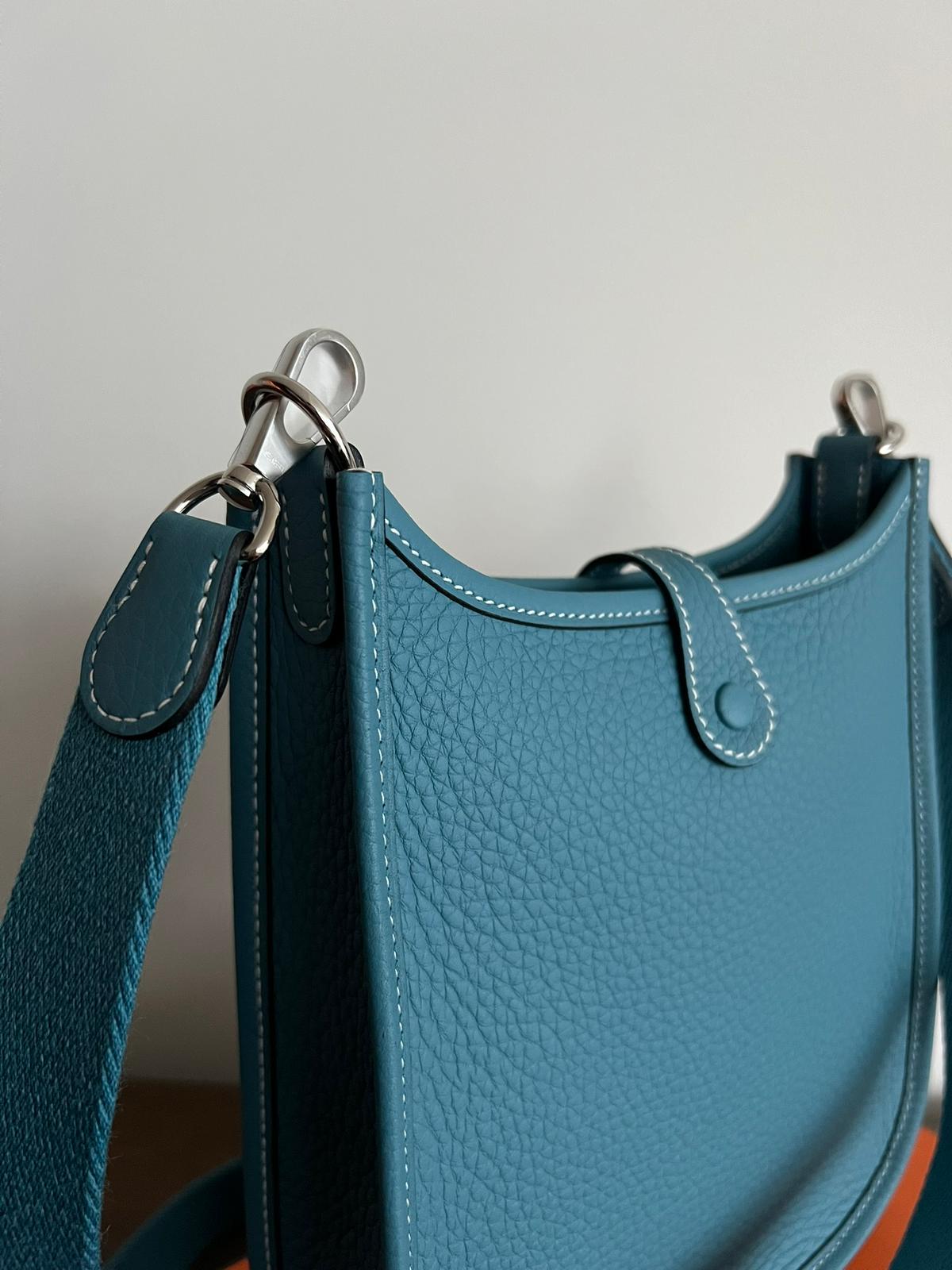 Hermès Mini Evelyne 16 Leather Bag Blue Jean Clemence PHW、mySite、garminoutage.com