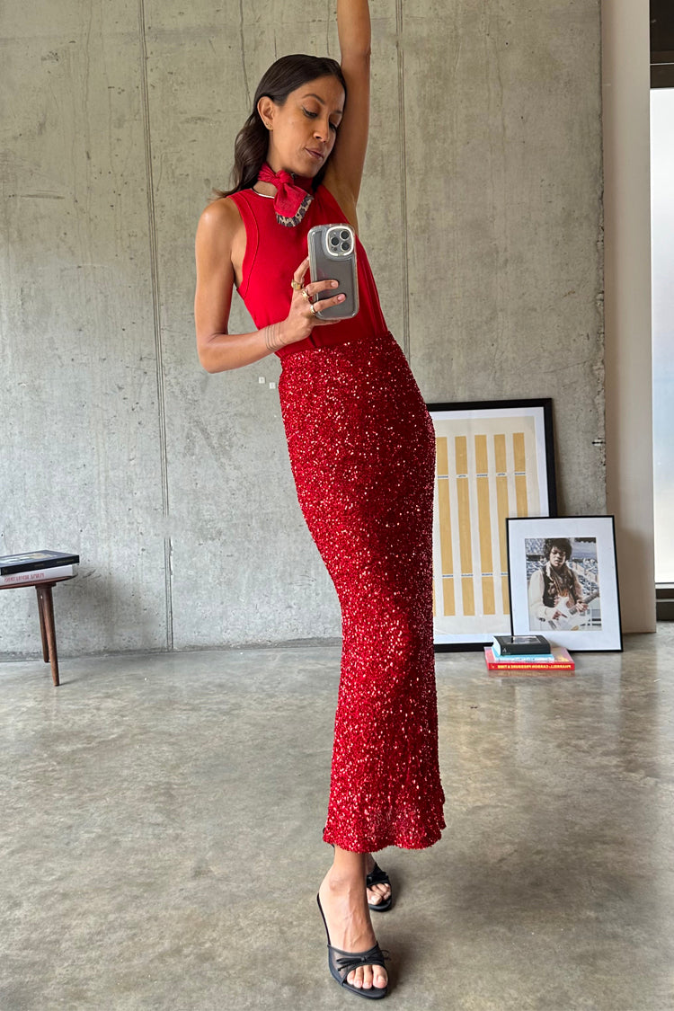 Red Sequin Dorris Skirt、mySite、solidvoid