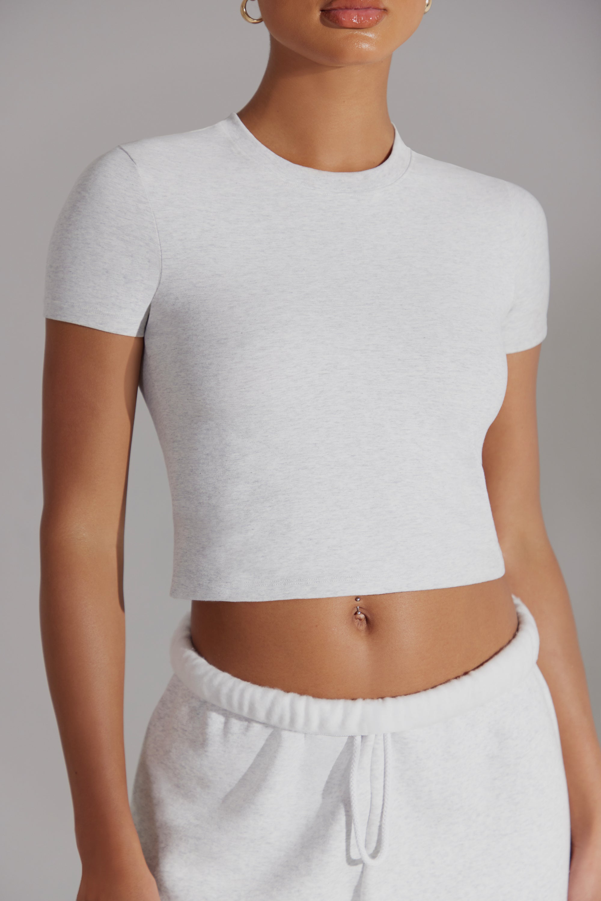 Cap Sleeve Baby Tee in Heather Grey、mySite、solidvoid