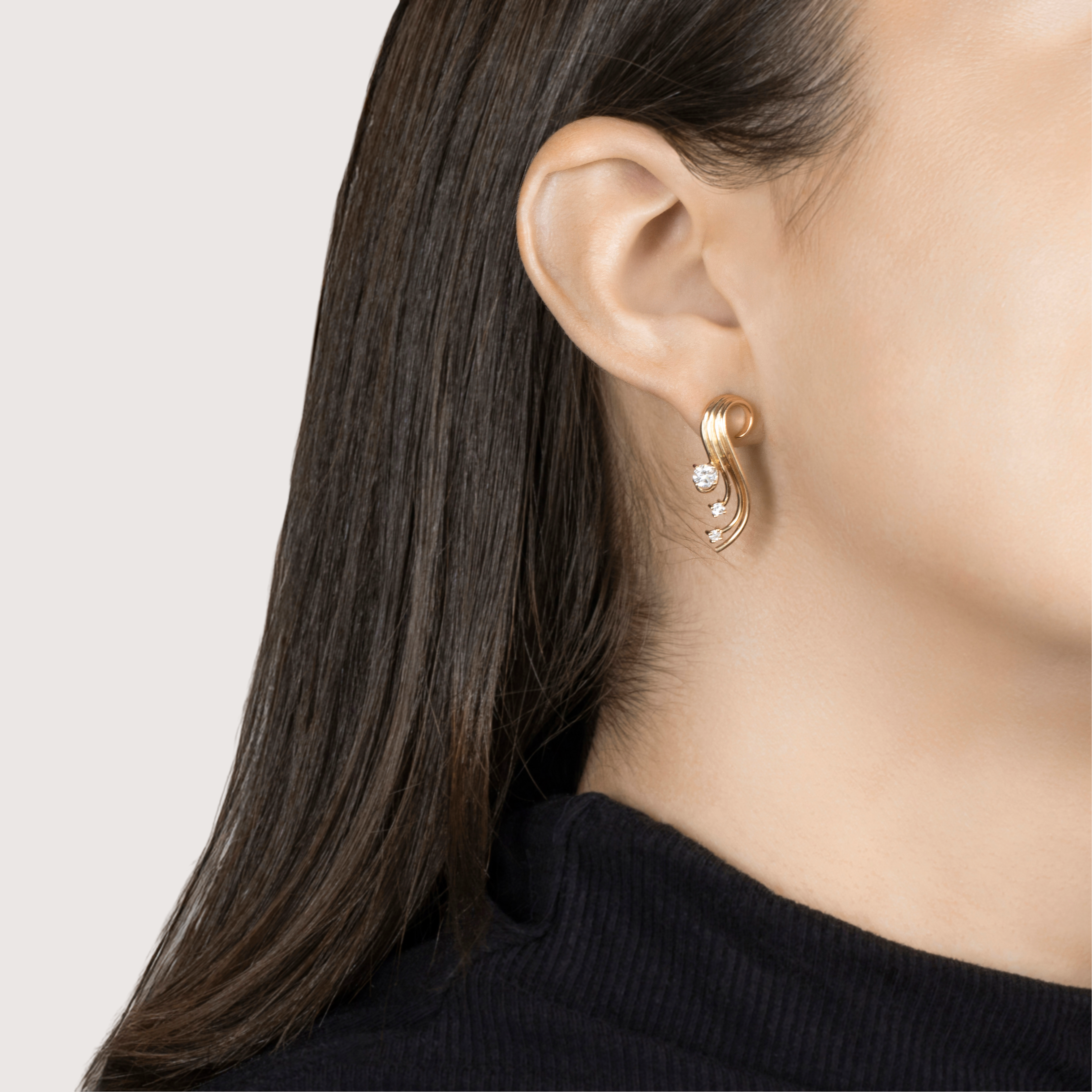 Vintage 14k Yellow Gold .50cttw Diamond Stunning Swirl Stud Earrings、mySite、hinf8tx79