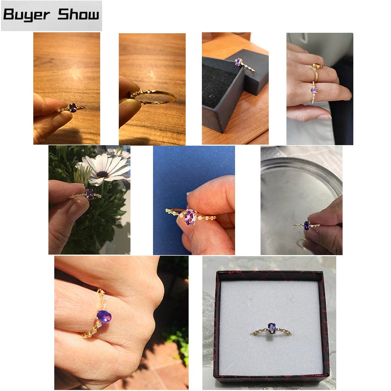 Stackable Amethyst CZ Sterling Silver Ring-Dainty, Feminine、mySite、g9winljtr