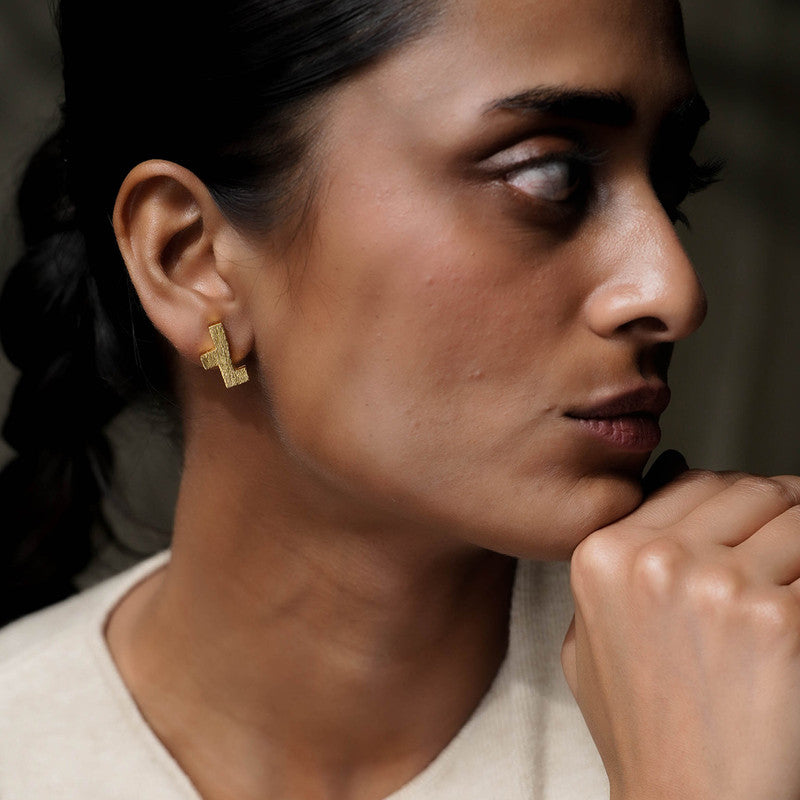 Brass Leku Stud Earrings、mySite、camillekostekn