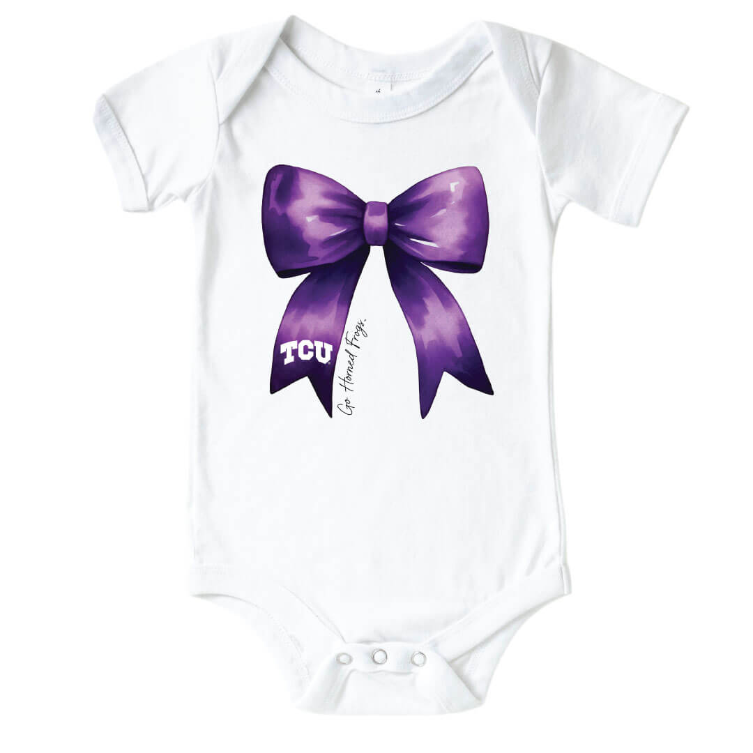  Texas Christian University | Footballs & Bows Graphic Bodysuit、mySite、layawaytickets