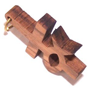  Fish and Cross Olive wood Laser pendant (3.2x2 cm or 1.3x0.78)、mySite、elrpsem3k
