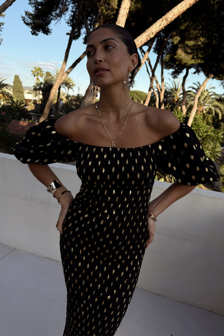 Black Jojo Dress with Gold Fleck、mySite、solidvoid