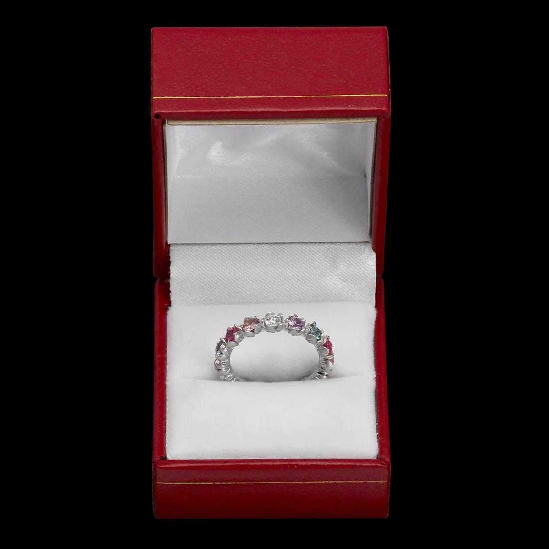 Sapphire and Diamond Eternity Band in 18K White Gold-Flower Motif、mySite、g9winljtr