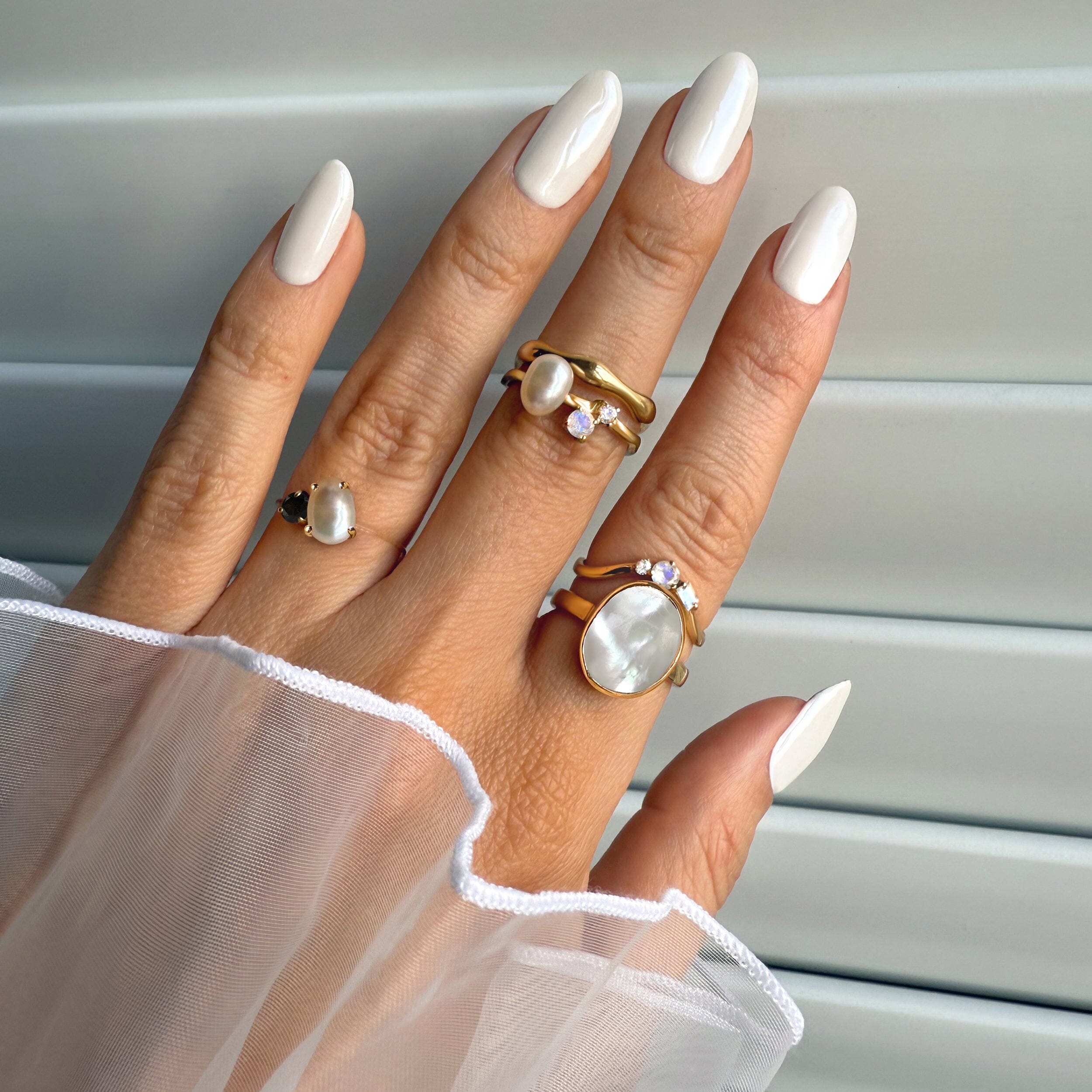 Floating Ring - Toi Et Moi Pearl & Black Obsidian、mySite、hinf8tx79