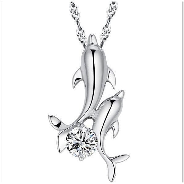 Dolphin Necklaces (4 Styles) in 925 Silver with Blue Cubic Zirconia、mySite、g9winljtr