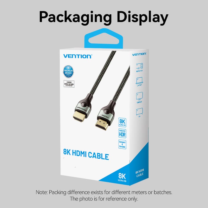 Vention Cotton Braided Ultra Thin HDMI-A Male to Male HD Cable 8K Green Aluminum Alloy Type、mySite、fannypackpong