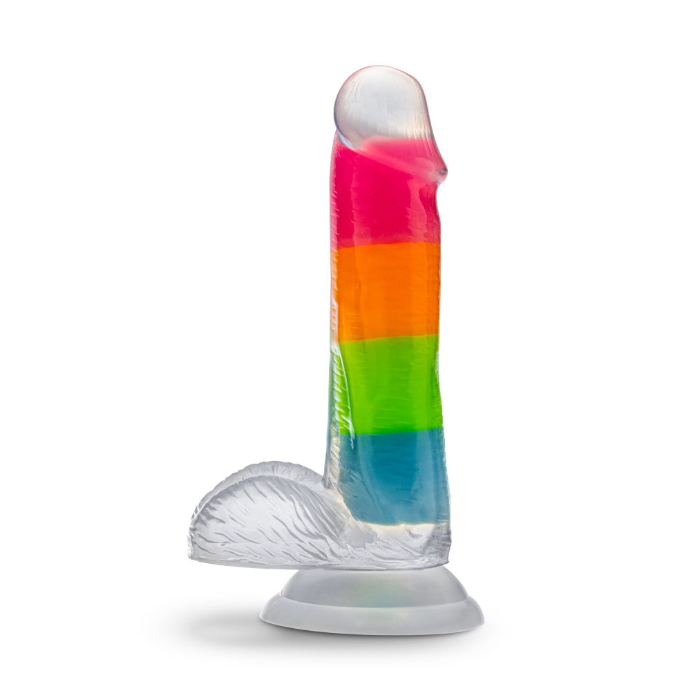 Neo Elite By Blush® | Rainbow Rave - 6.5 Inch Glow-In-The-Dark Dildo - Dual Density Liquid Silicone – Harness Compatible - Rainbow、mySite、bottomscart