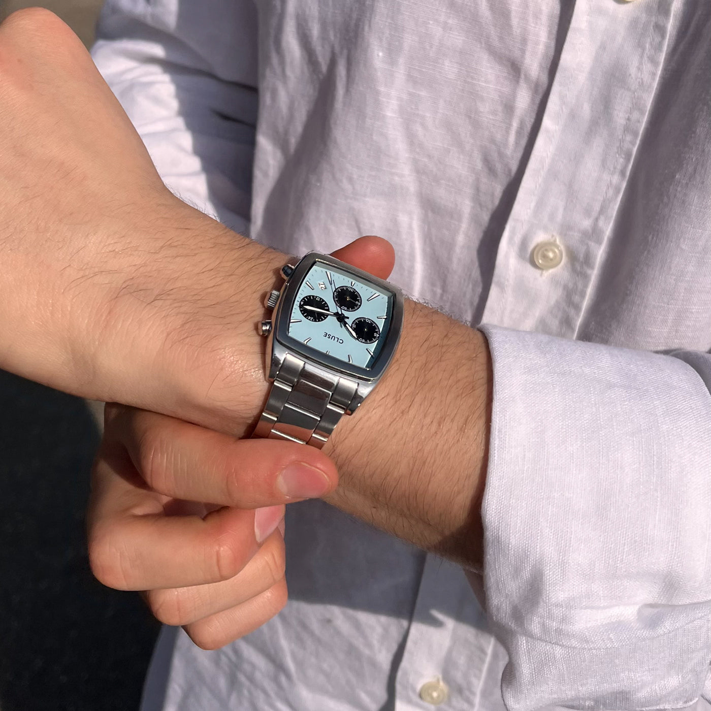 Quartaut Chrono Watch Steel, Blue and Black, Silver Colour、mySite、botmansion