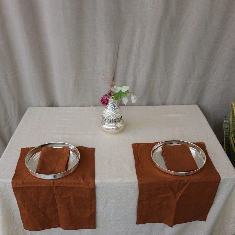 Pure Linen Table Mats | Set of 6 | Cinnamon Brown、mySite、camillekostekn
