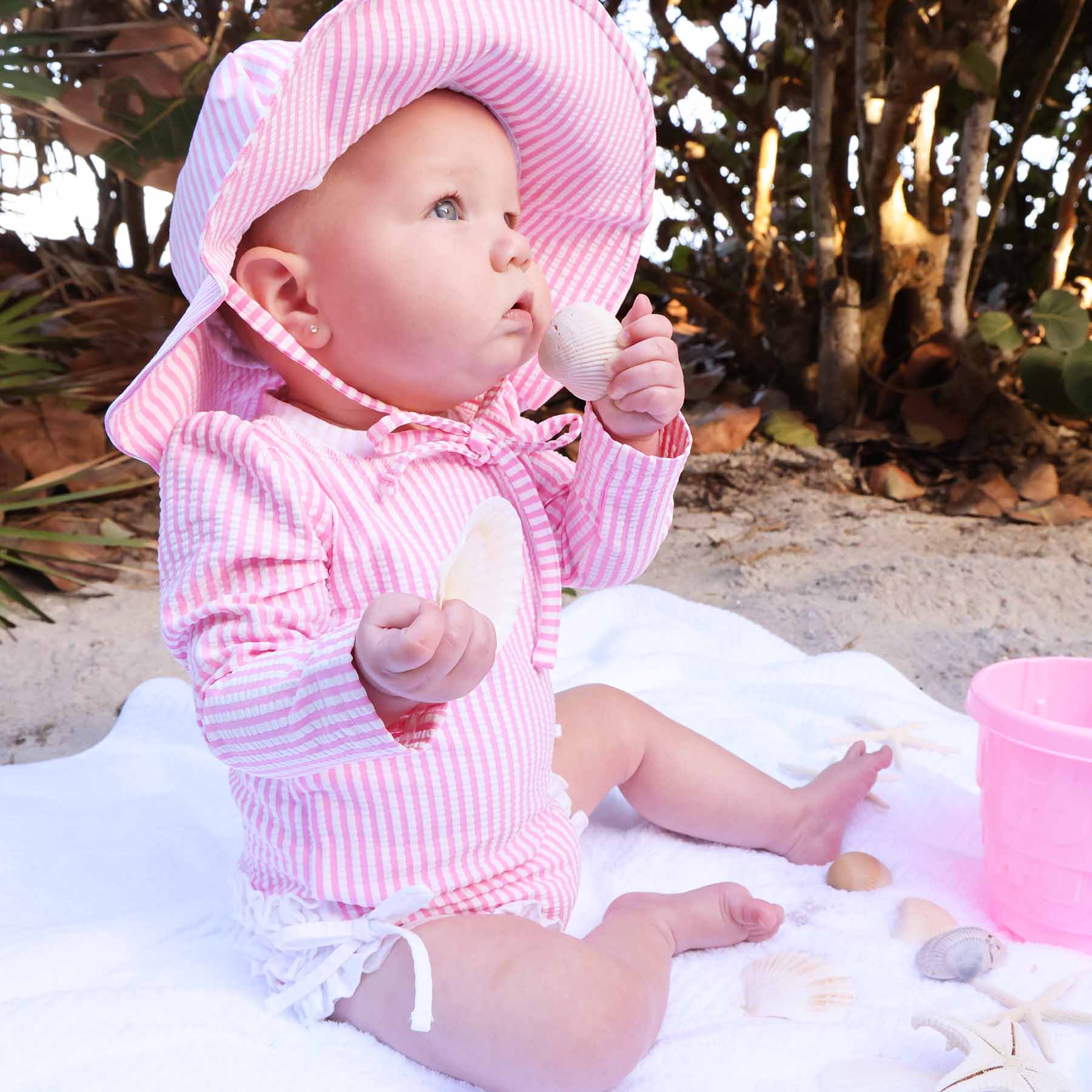  Printed Sun Hat | Seersucker Dusty Pink、mySite、layawaytickets