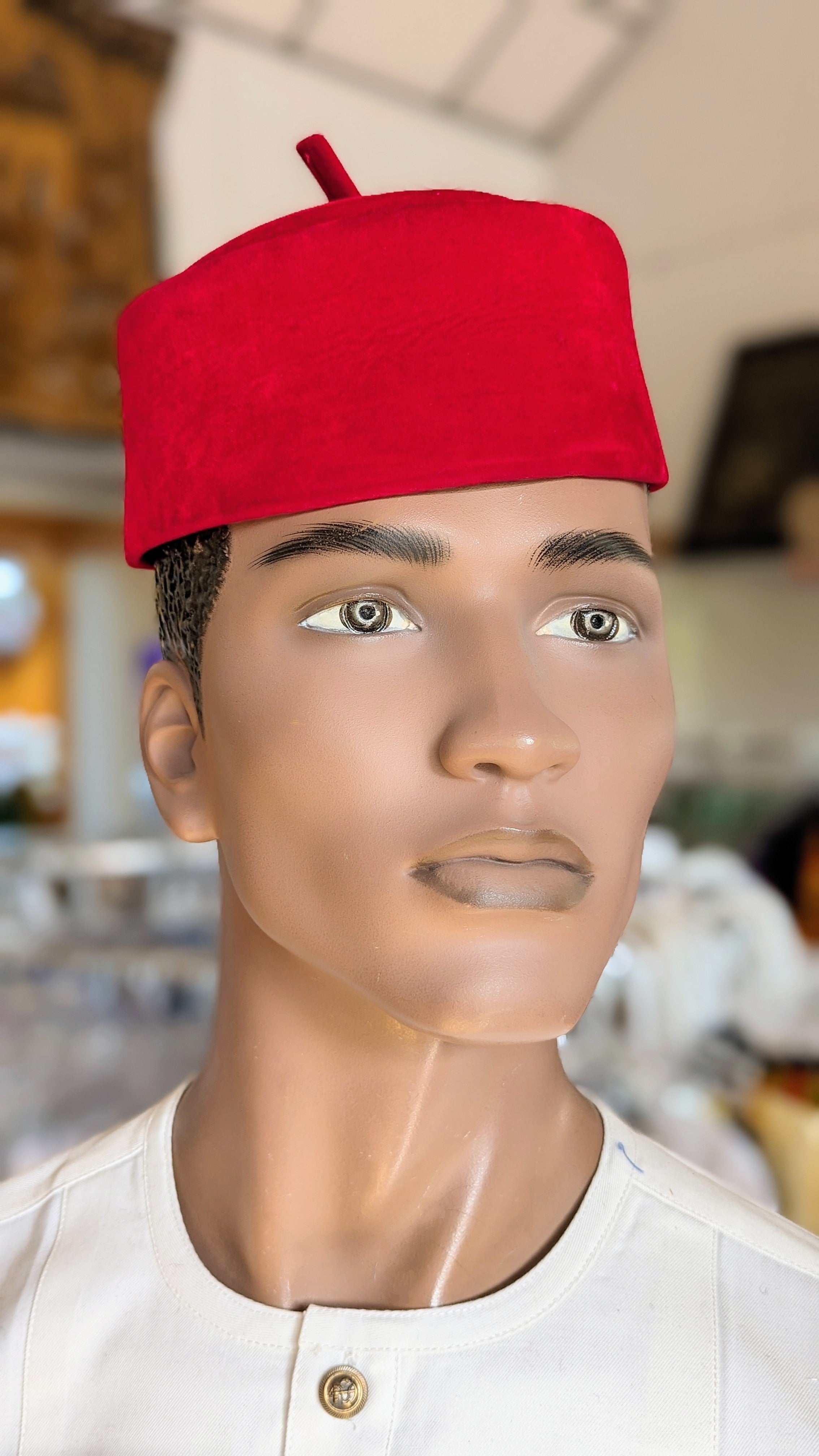 Dupsie's Akwa Nnukwu Red Velvet African Kufi Cap Hat DPHRVH11、mySite、solidvoid