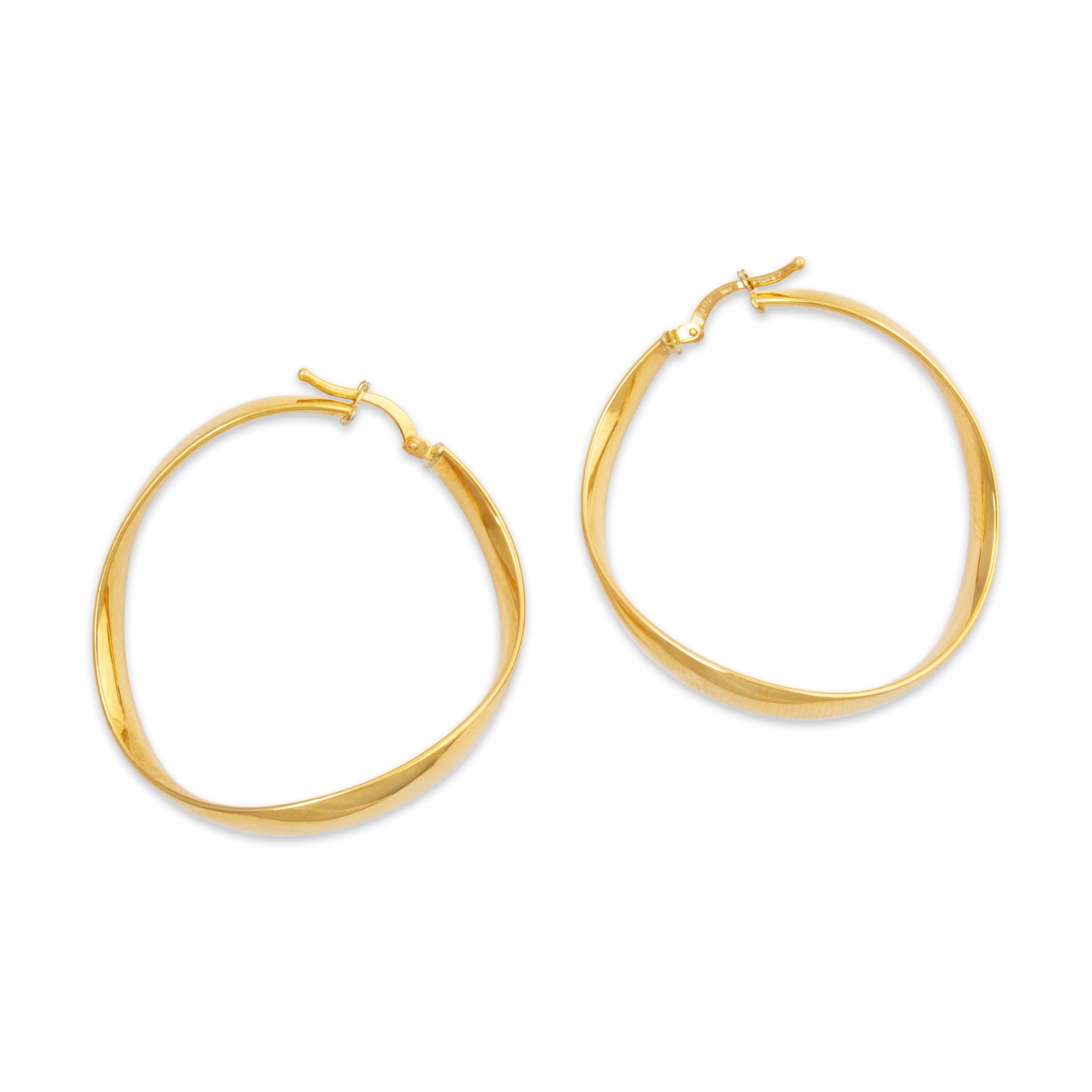 Vintage Lightweight Italian 14k Yellow Gold Large Infinity Loop Hoop Earrings、mySite、hinf8tx79