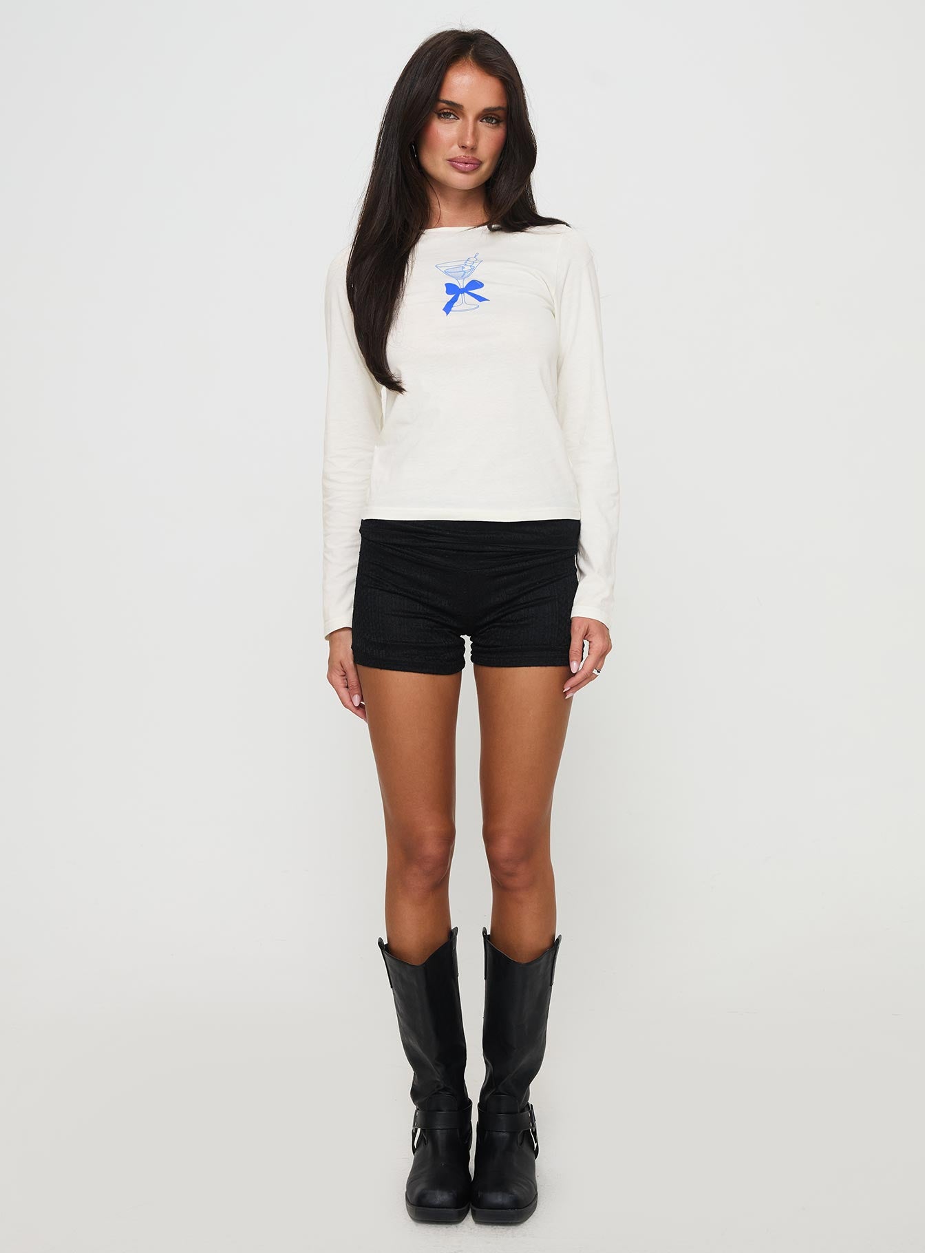 Martini Bow Long Sleeve Top Cream、mySite、solidvoid