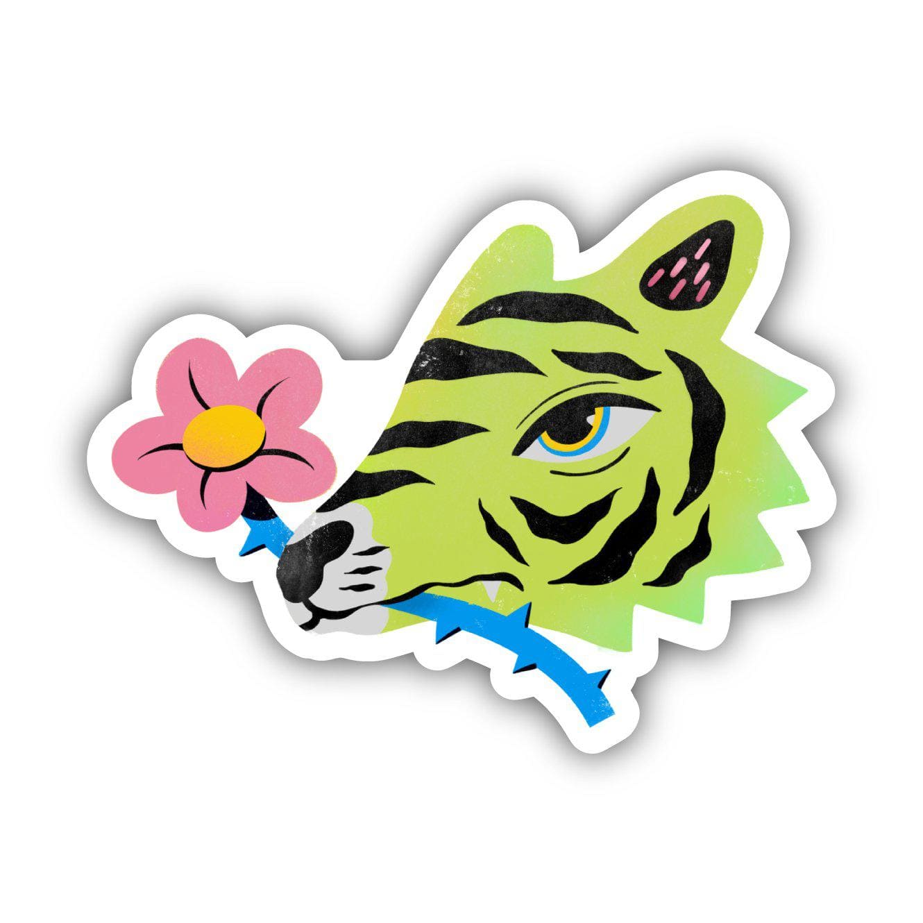  Tiger & Flower Sticker - Lime、mySite、ghnorth