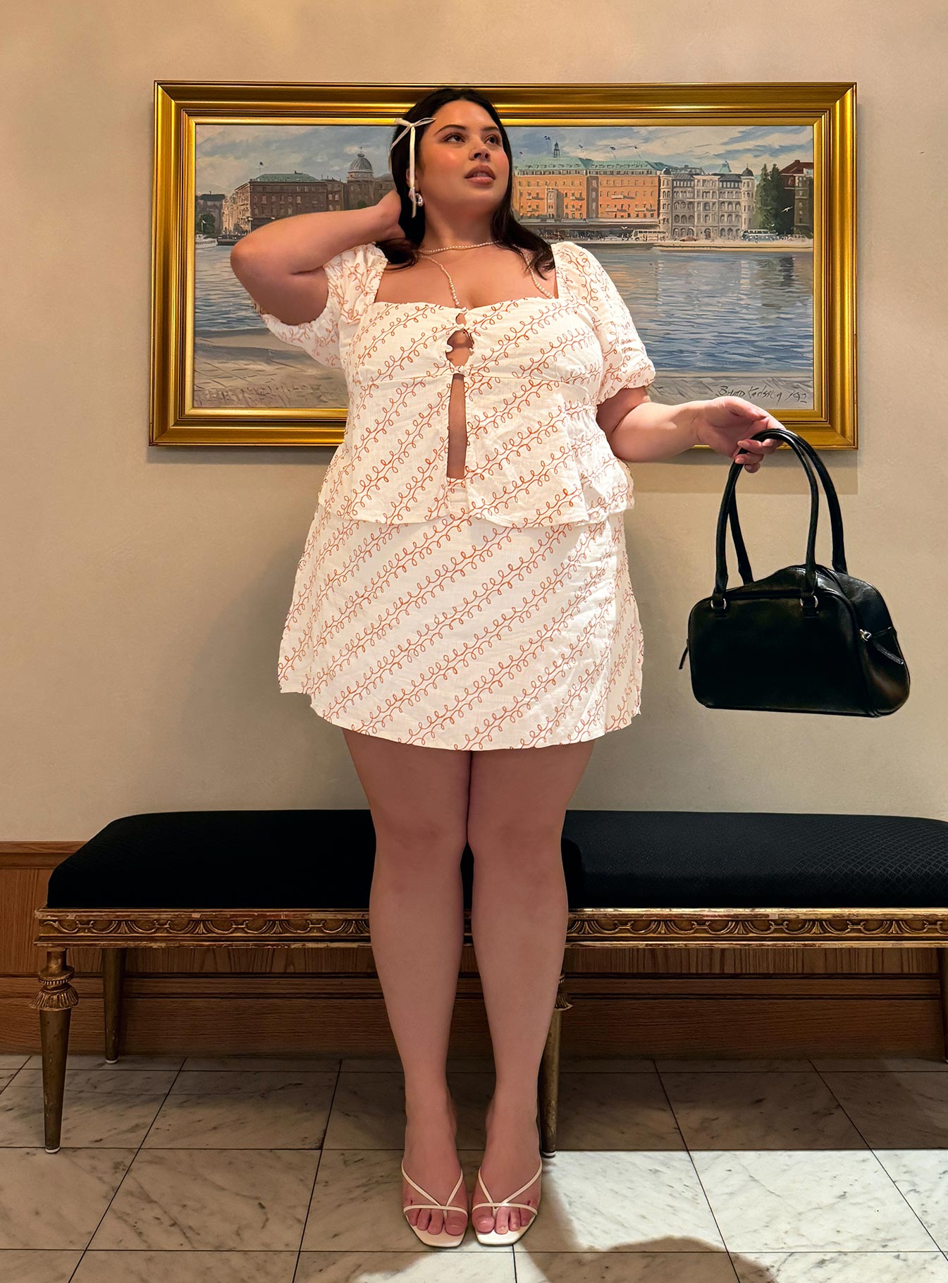 Adios Linen Blend Skort Multi Curve、mySite、solidvoid