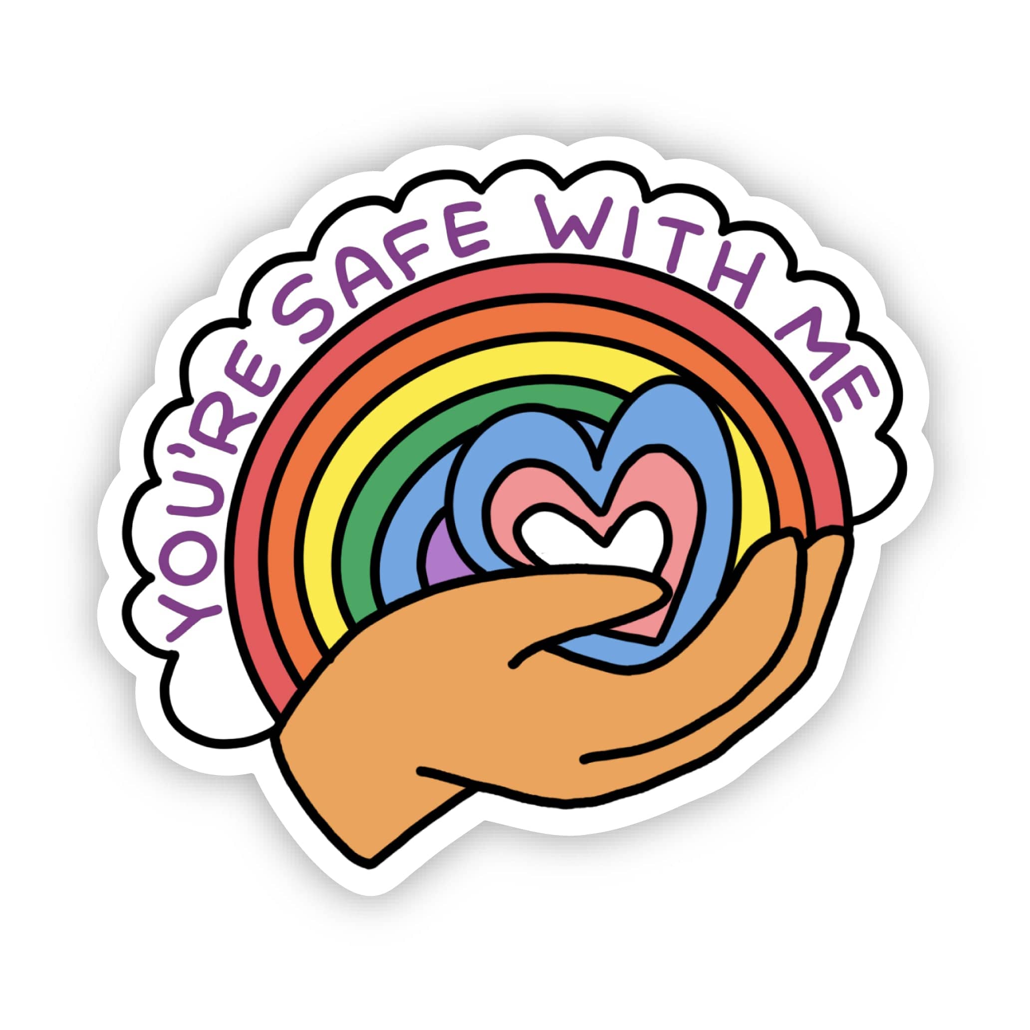  You're Safe With Me Pride Fan Sticker、mySite、ghnorth