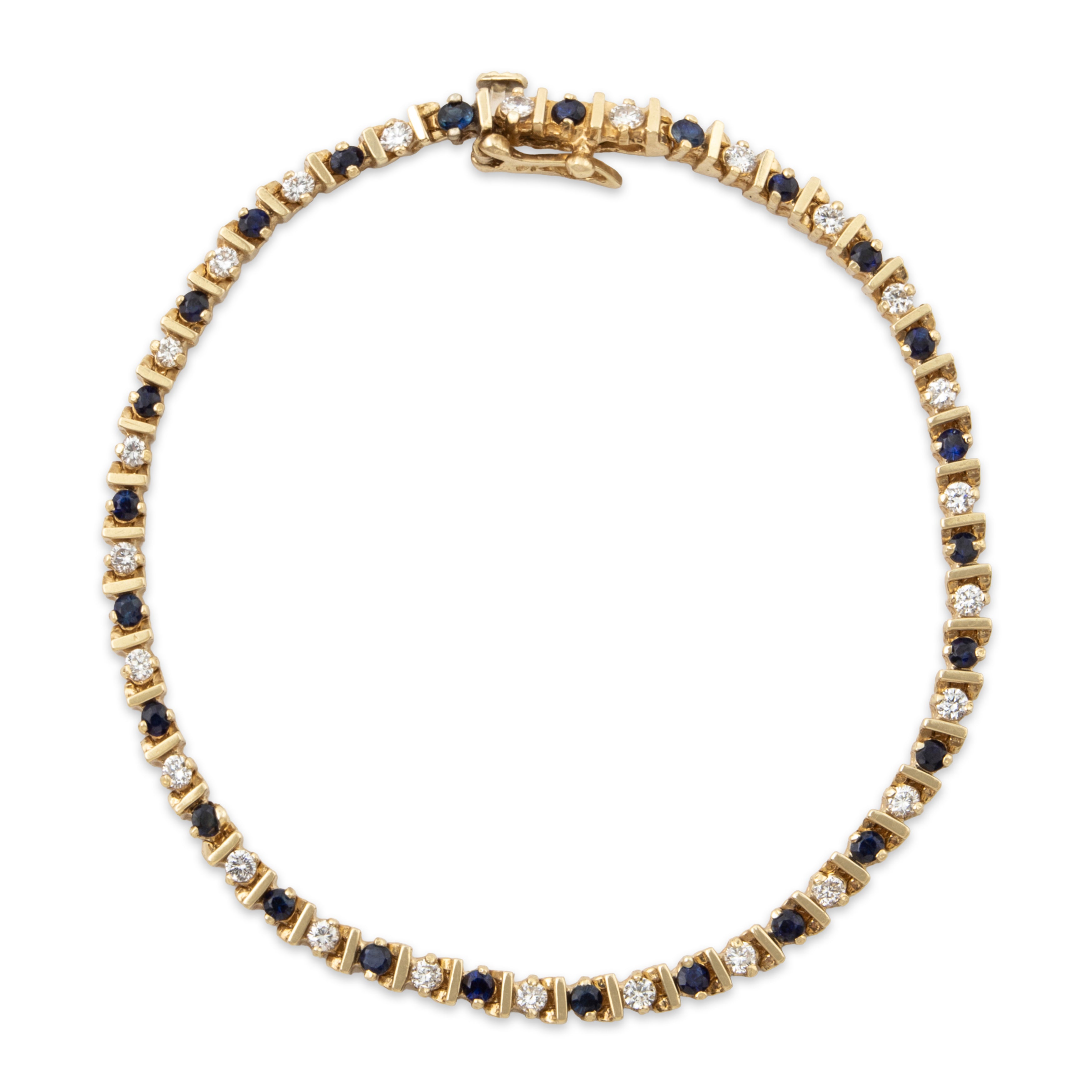 Vintage 14k Yellow Gold .725cttw Diamond Sapphire Elegance Tennis Bracelet 6.75、mySite、hinf8tx79