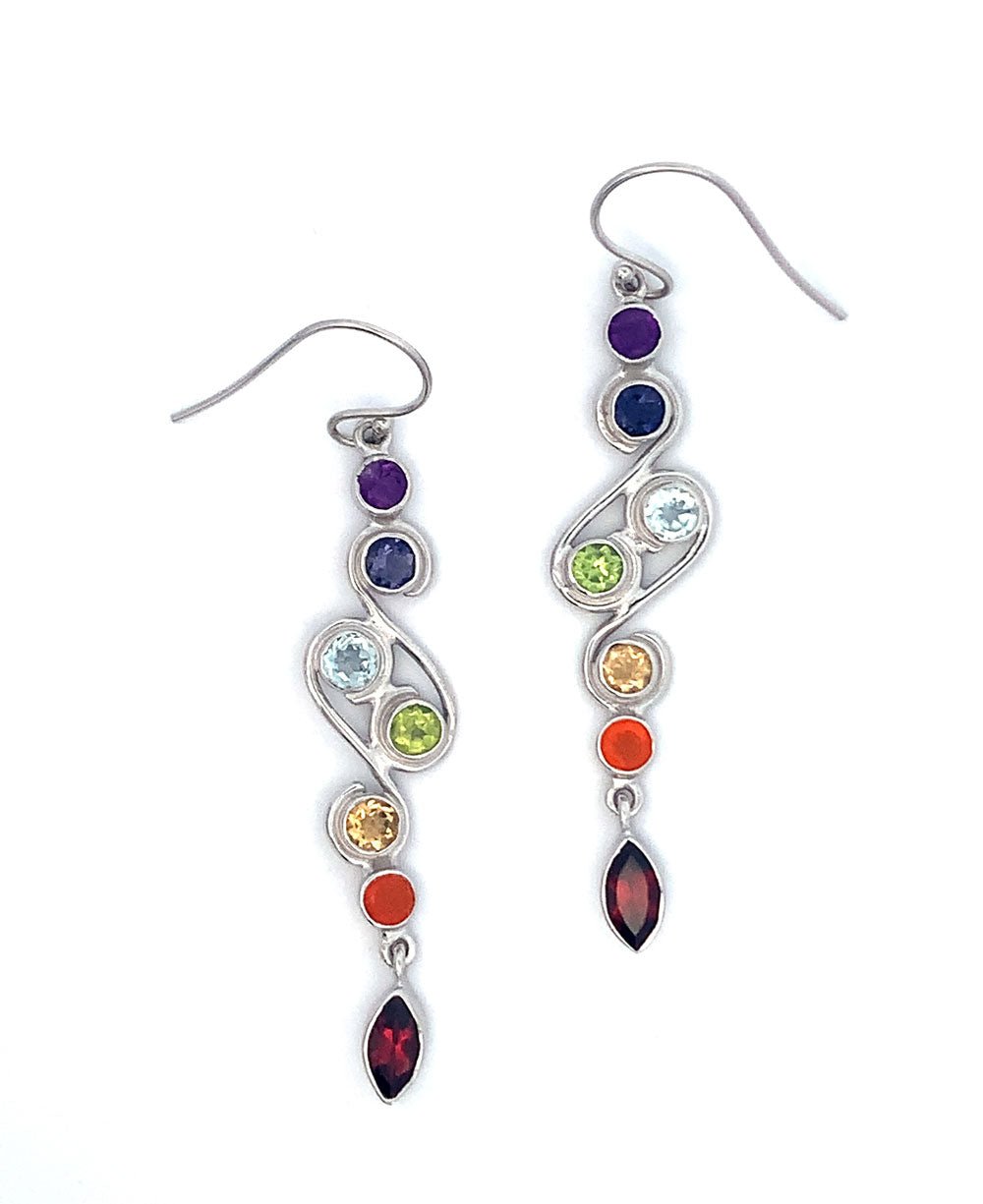 Chakra Rainbow Sterling Silver Dangle Earrings、mySite、topwebapps