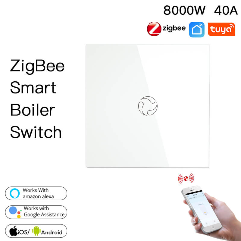 ZigBee Smart Boiler Touch Switch Water Heater Single Pole Neutral Wire Required 20A EU、mySite、fannypackpong