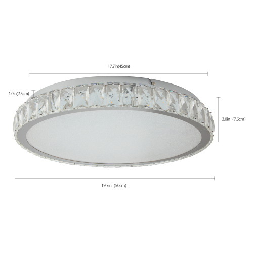 Crystal LED Ceiling Light, 19.7-Inch Flush Mount, 45W Dimmable Modern Fixture, Energy-Saving, Perfect for Living Room, Bedroom, Kitchen、、eastwooduniform