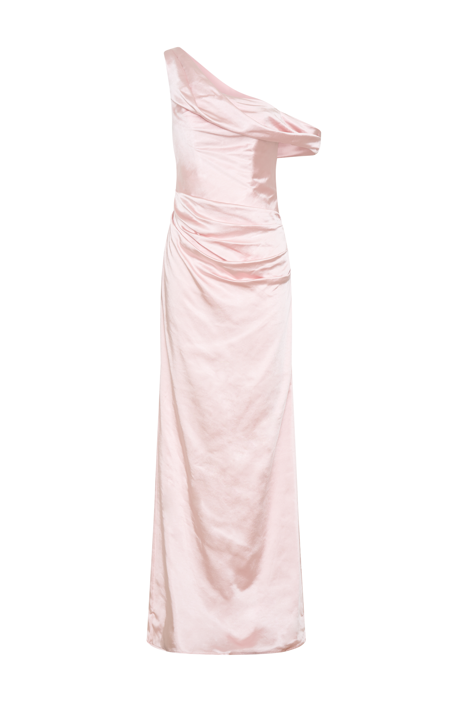 Dalia Off Shoulder Satin Maxi Dress - Soft Pink、mySite、solidvoid
