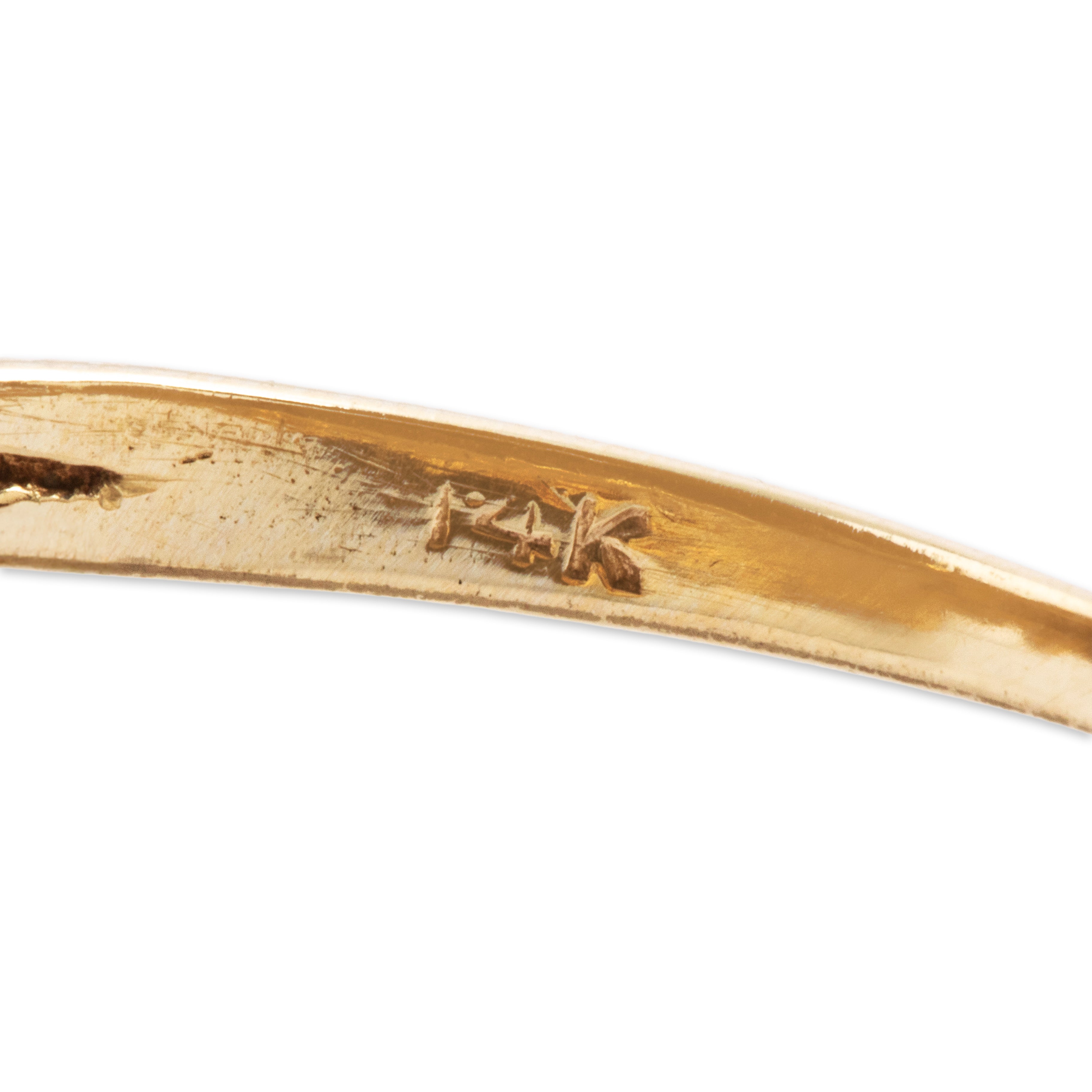 Antique 14k Yellow & White Gold Synthetic Sapphire Natural Diamond Ring 7.00、mySite、hinf8tx79