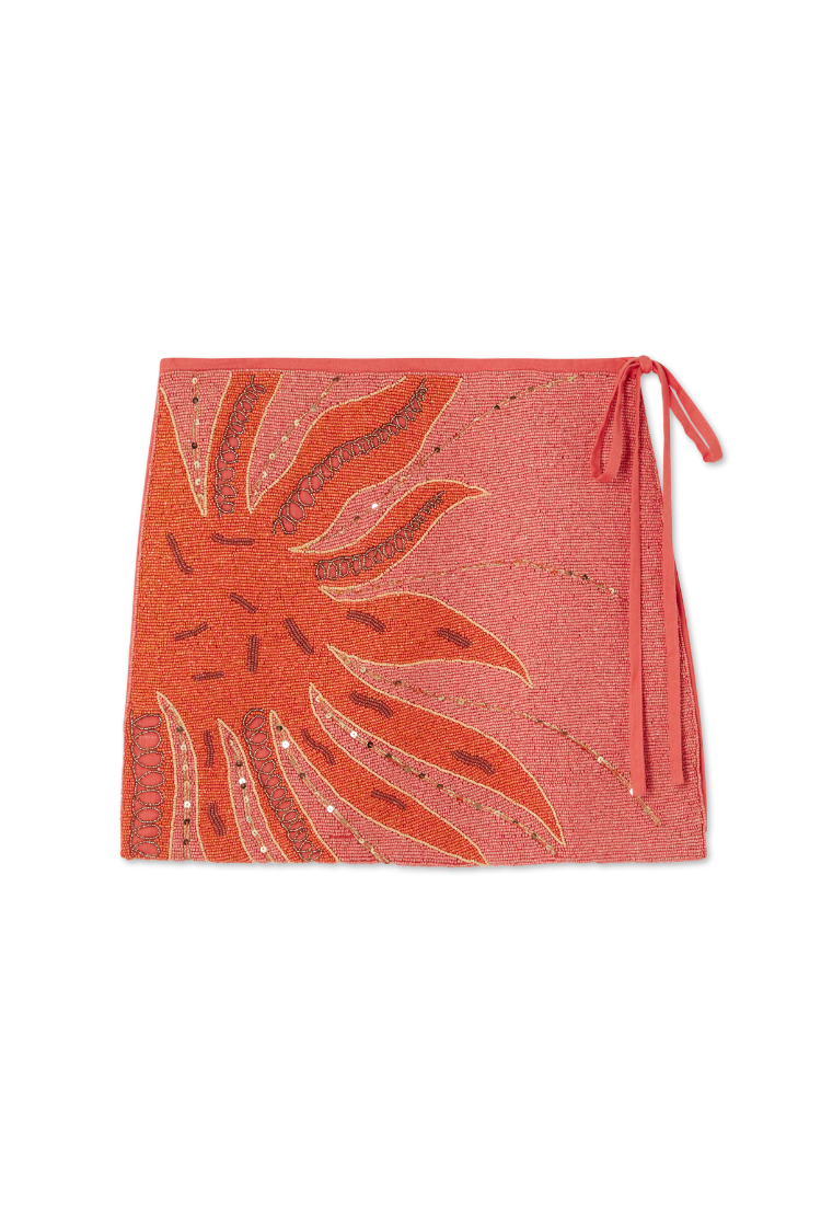 Pink Sol Beaded Wrap Skirt、mySite、solidvoid