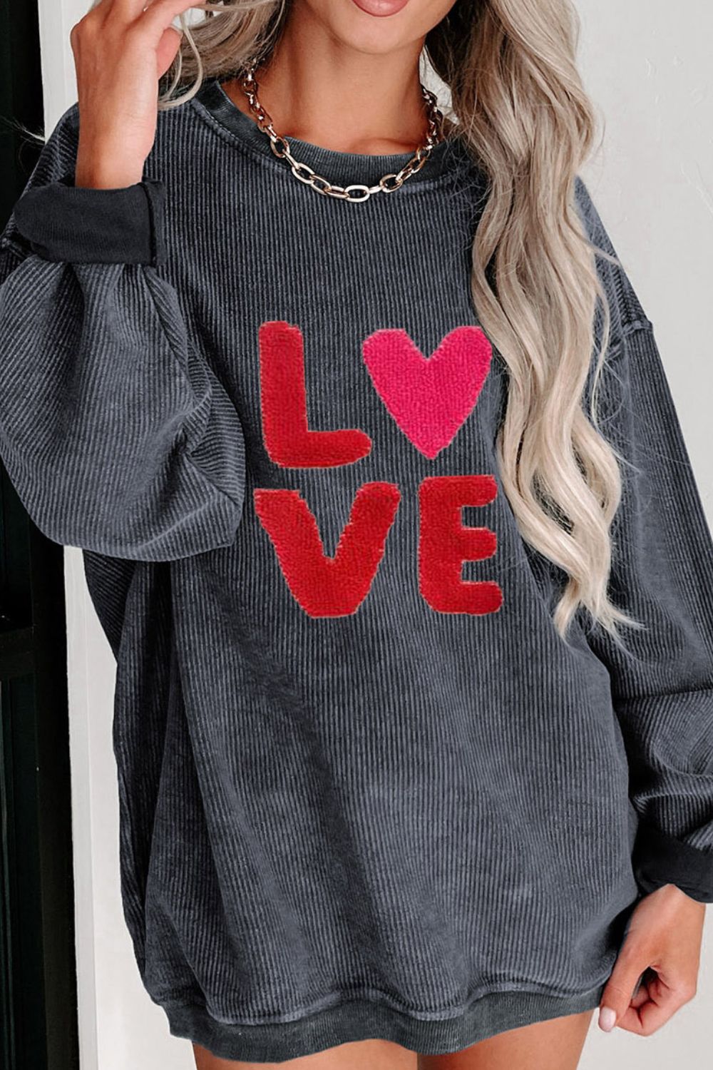  Valentine’s Day LOVE Round Neck Long Sleeve Sweatshirt、mySite、justintrudeaud