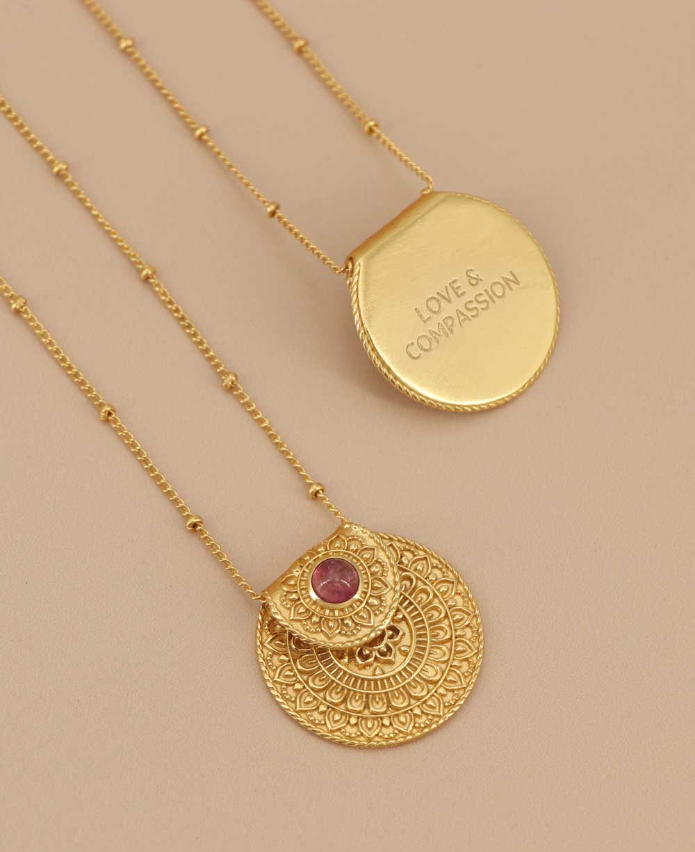 Inspirational Gold Plated Mandala Necklace with Tourmaline Stone、mySite、topwebapps